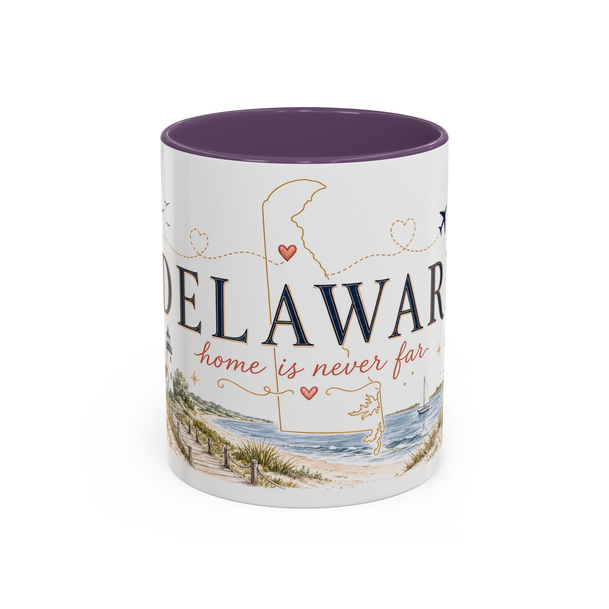 Delaware State Map Mug | Botanical Beach Accent Coffee Cup (11oz/15oz)
