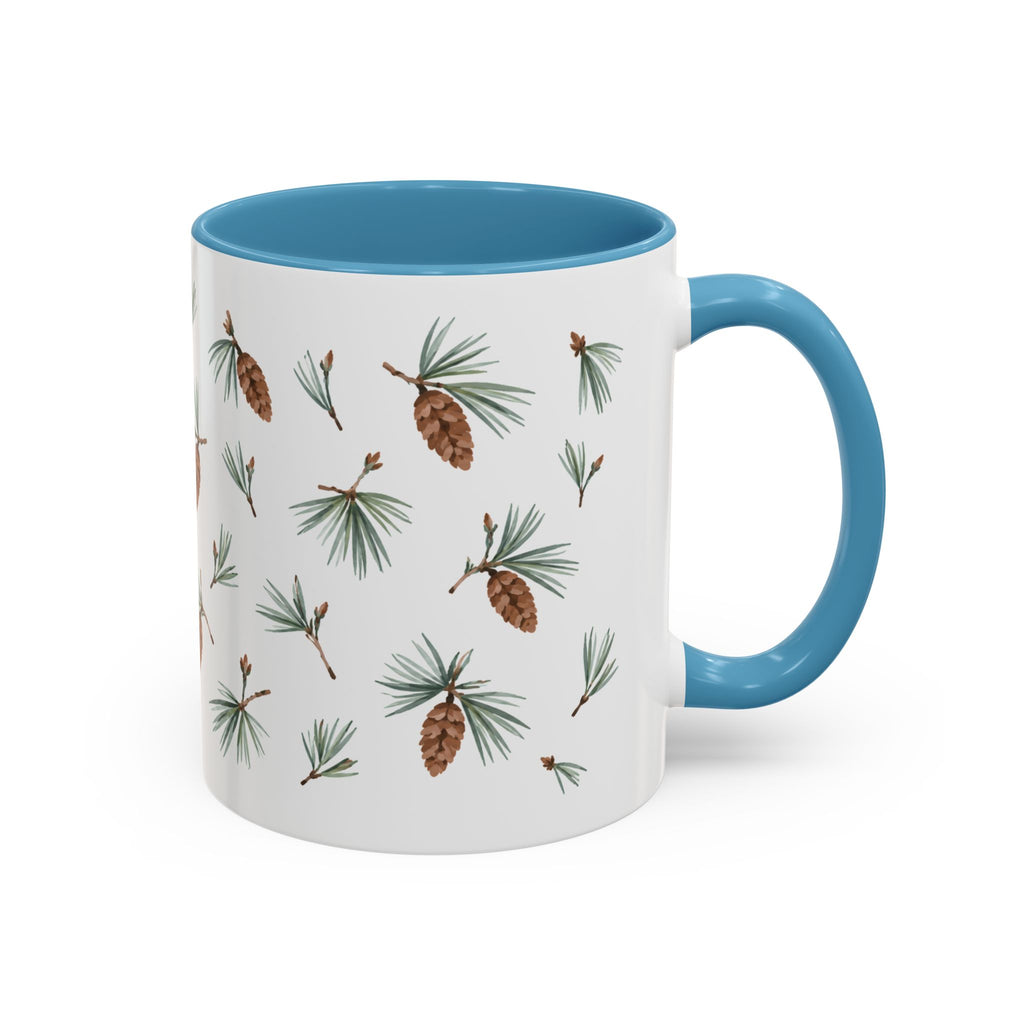 Maine White Pine Cone and Tassel Mug, State Flower Floral Coffee Cup, 11oz Botanical Gift