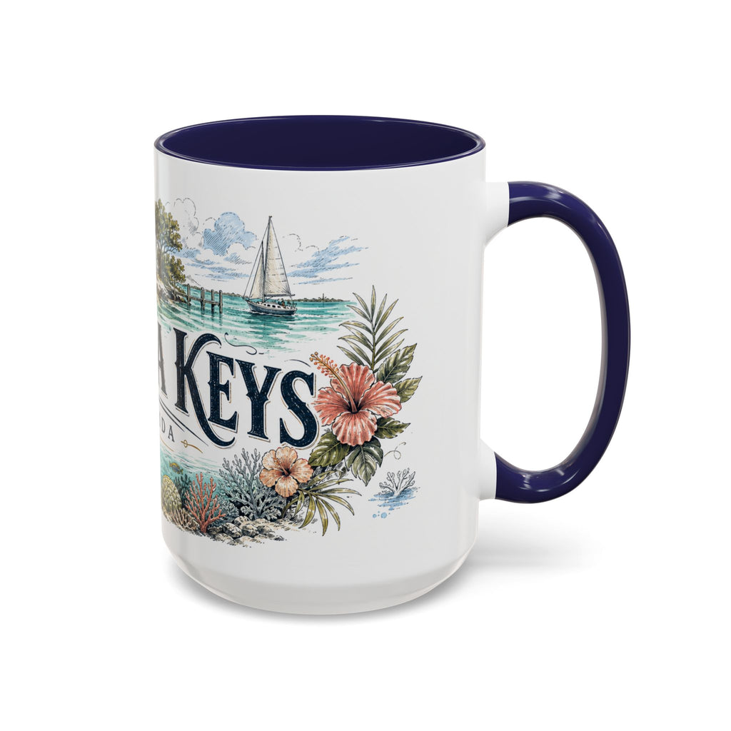 Florida Keys Mug, Florida Travel Souvenir, Bucket List Gift, Accent Ceramic Coffee Mug 11oz 15oz