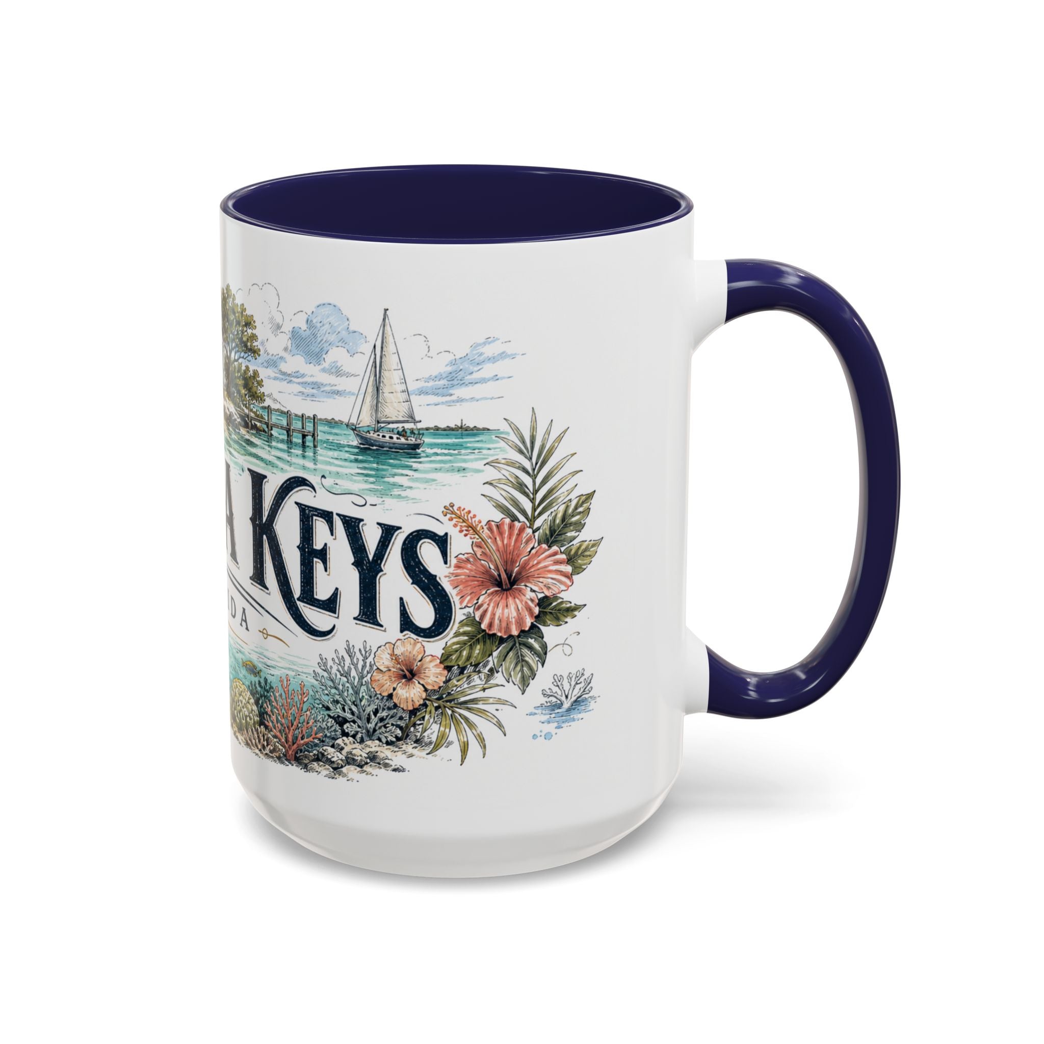Florida Keys Mug, Florida Travel Souvenir, Bucket List Gift, Accent Ceramic Coffee Mug 11oz 15oz