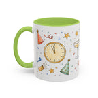 New Year Mug | Midnight Clock Toast Watercolor Celebration Gift | Accent Cup 11oz 15oz