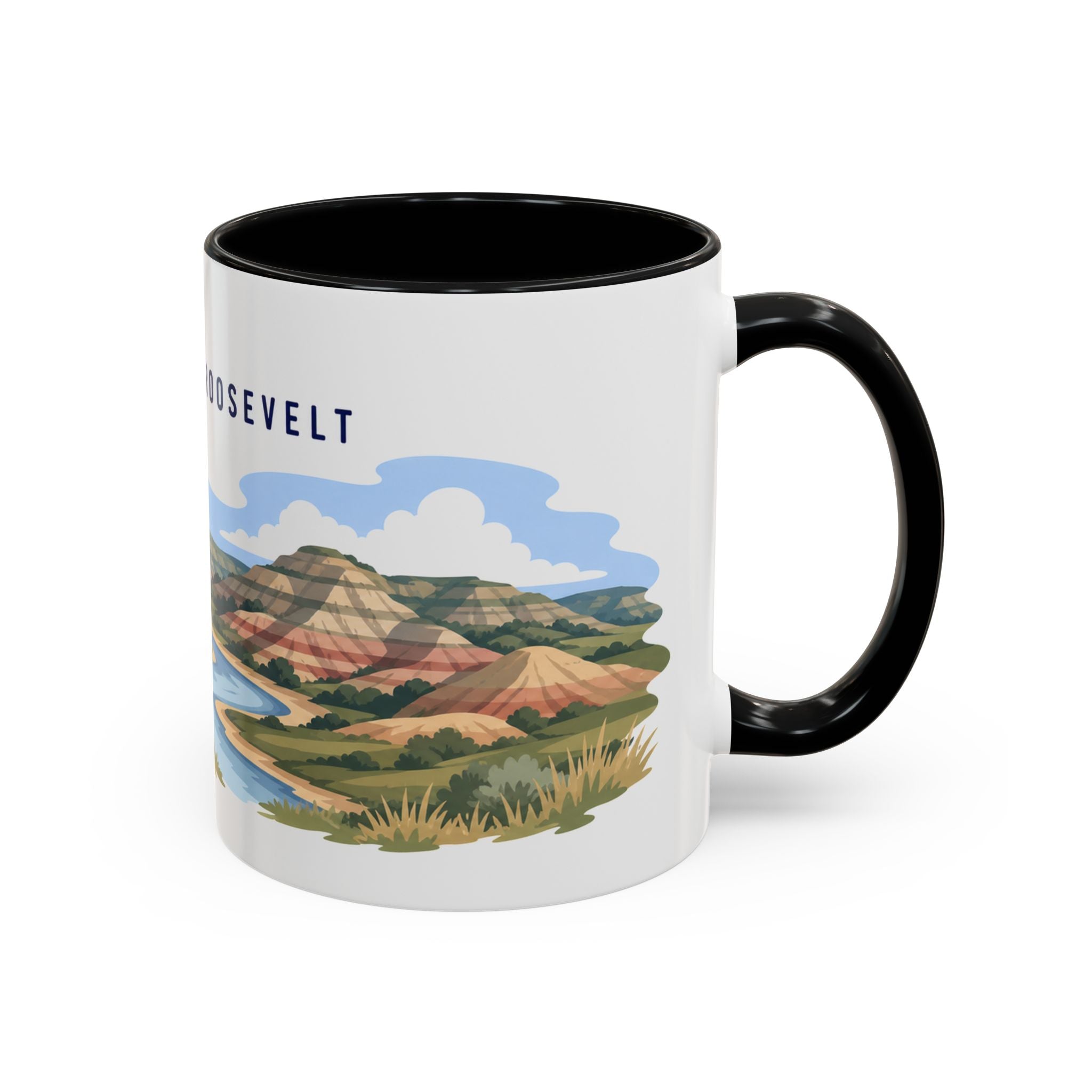Theodore Roosevelt National Park Coffee Mug | Solid Color Block Park Souvenir | 11oz 15oz Accent Mug