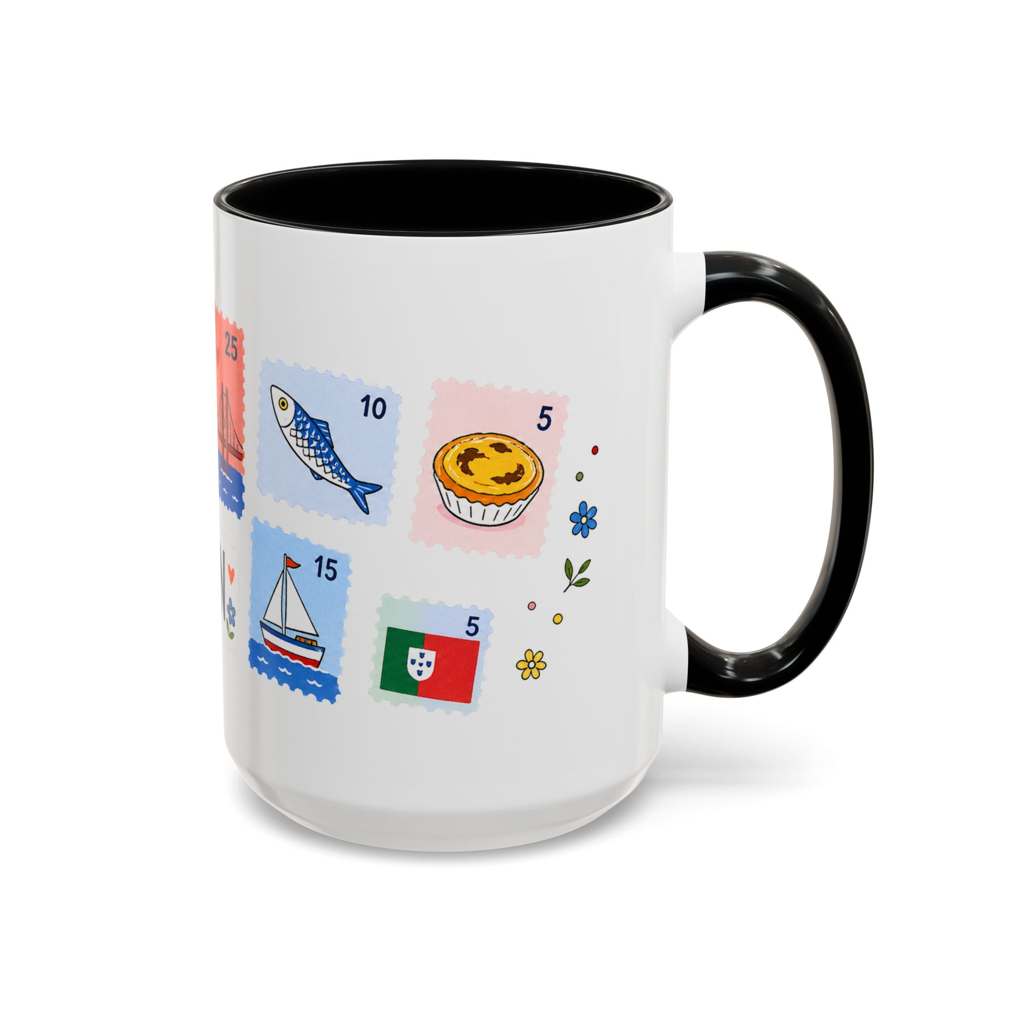 Lisbon Coffee Mug | Postage Stamp Collage Mug | Travel Souvenir Accent Cup 11oz 15oz