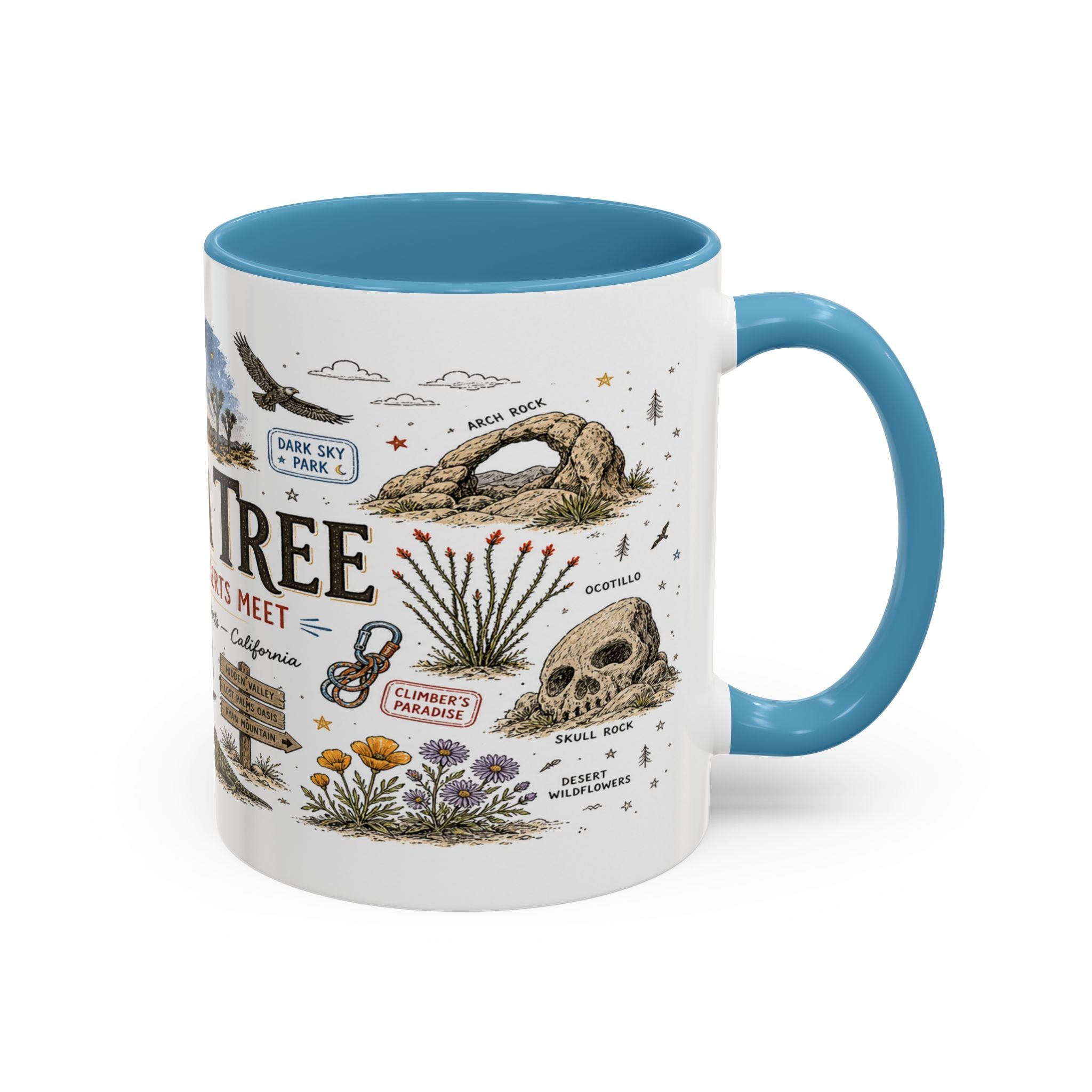 Joshua Tree Coffee Mug | National Park Desert Camping Gift | Accent Color Ceramic 11oz 15oz