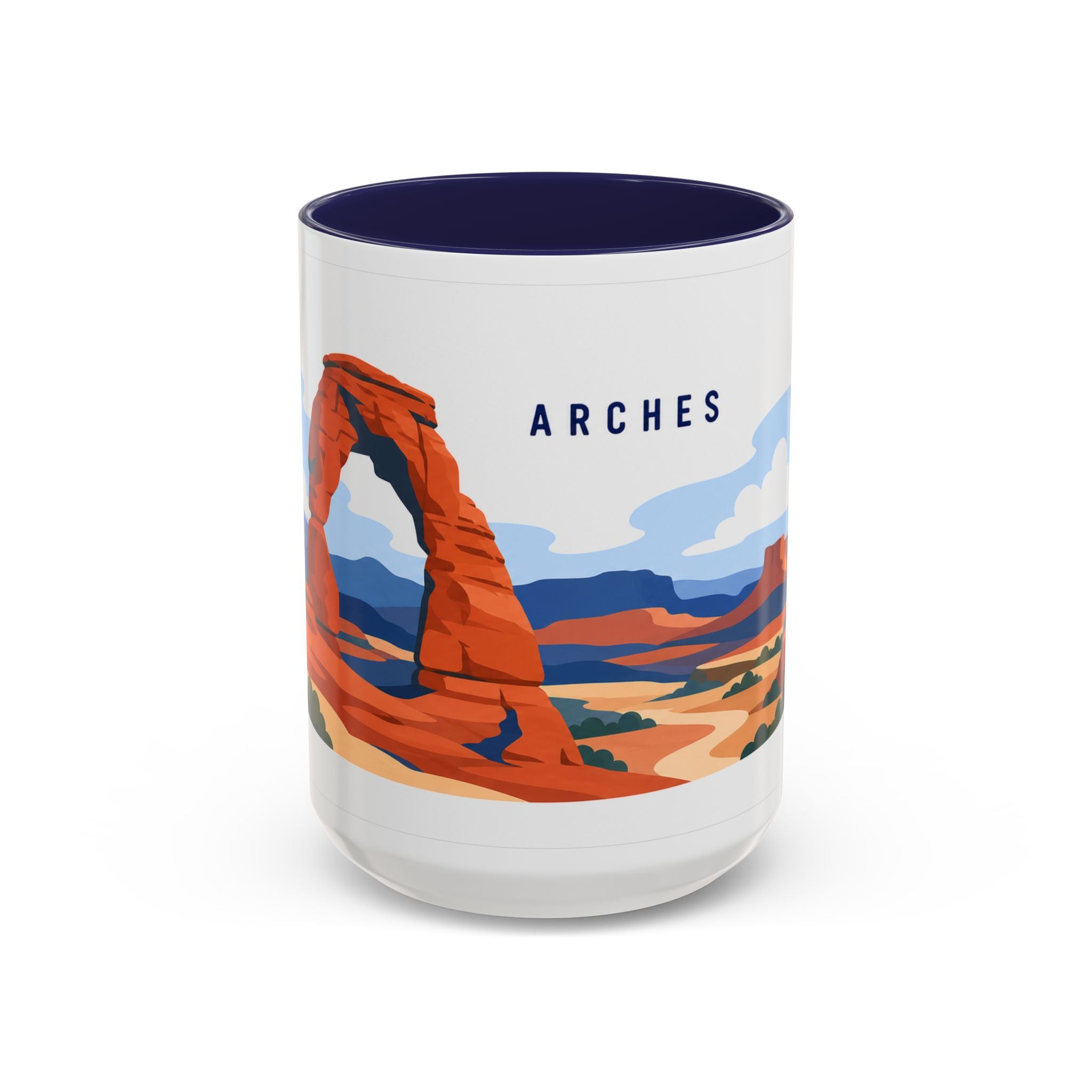 Arches National Park Coffee Mug | Solid Color Block Park Souvenir | 11oz 15oz Accent Mug
