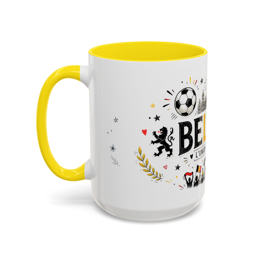 Belgium Soccer Coffee Mug | Soccer Fan Gift | Accent Color Ceramic 11oz 15oz Match Day Cup