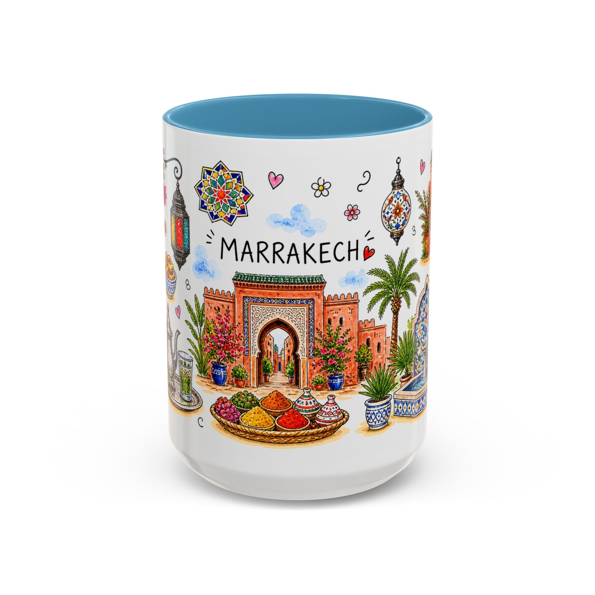 Marrakech Illustrated Travel Mug | City Souvenir Accent Coffee Mug | 11oz 15oz Ceramic Cup