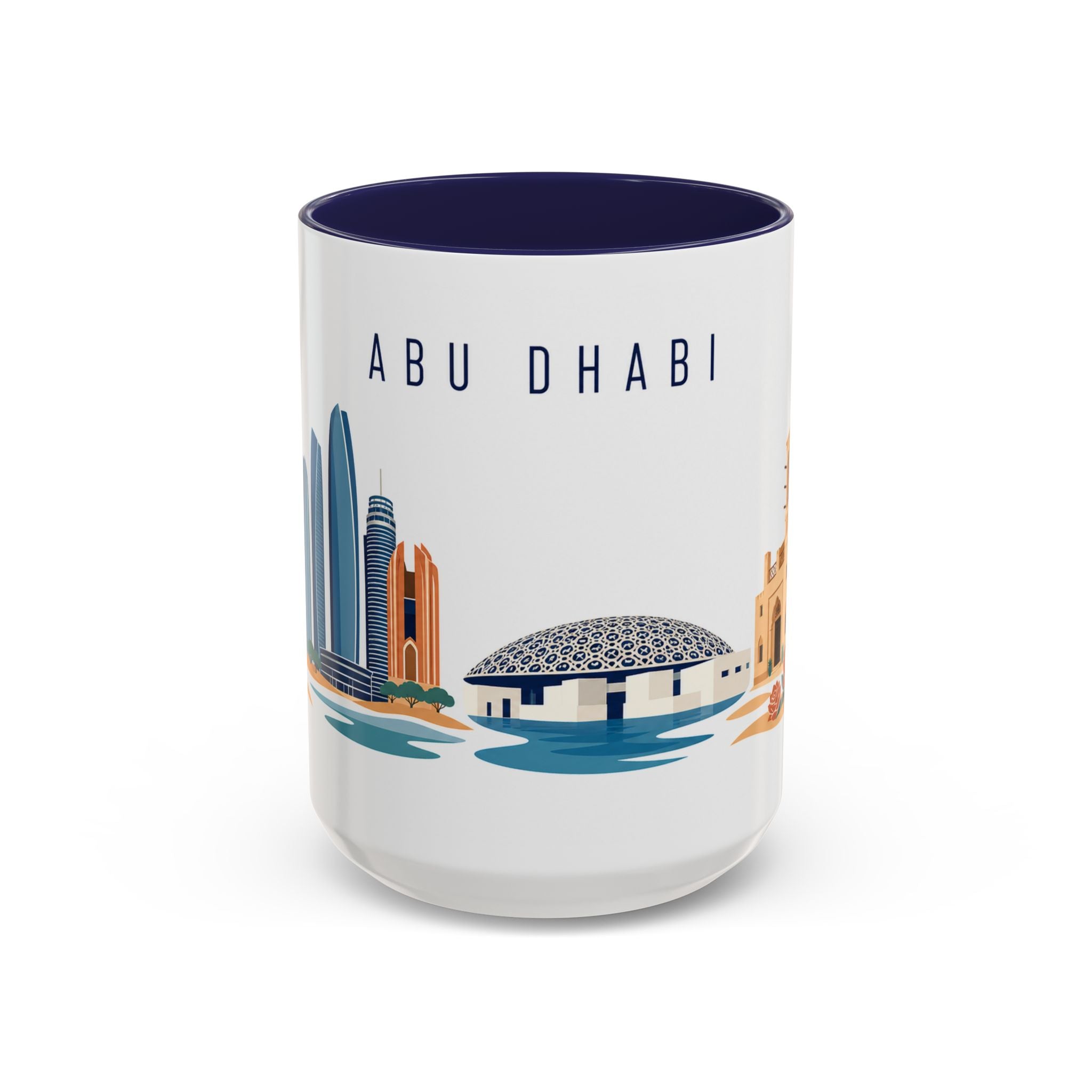 Abu Dhabi Coffee Mug | United Arab Emirates Travel Souvenir | Porcelain Decal City Gift | 11oz 15oz Accent Mug