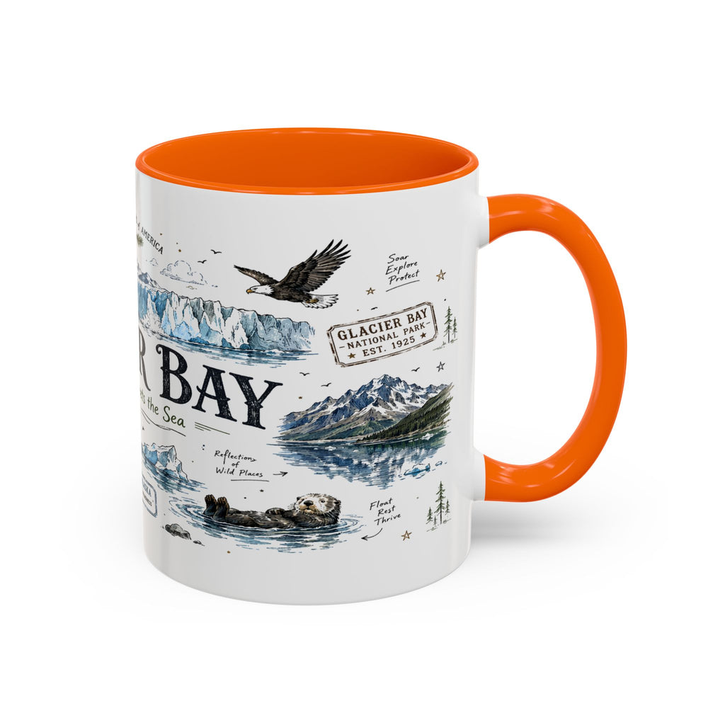 Glacier Bay National Park Coffee Mug | Alaska Wilderness Kayaking Gift | Accent Color Ceramic 11oz 15oz