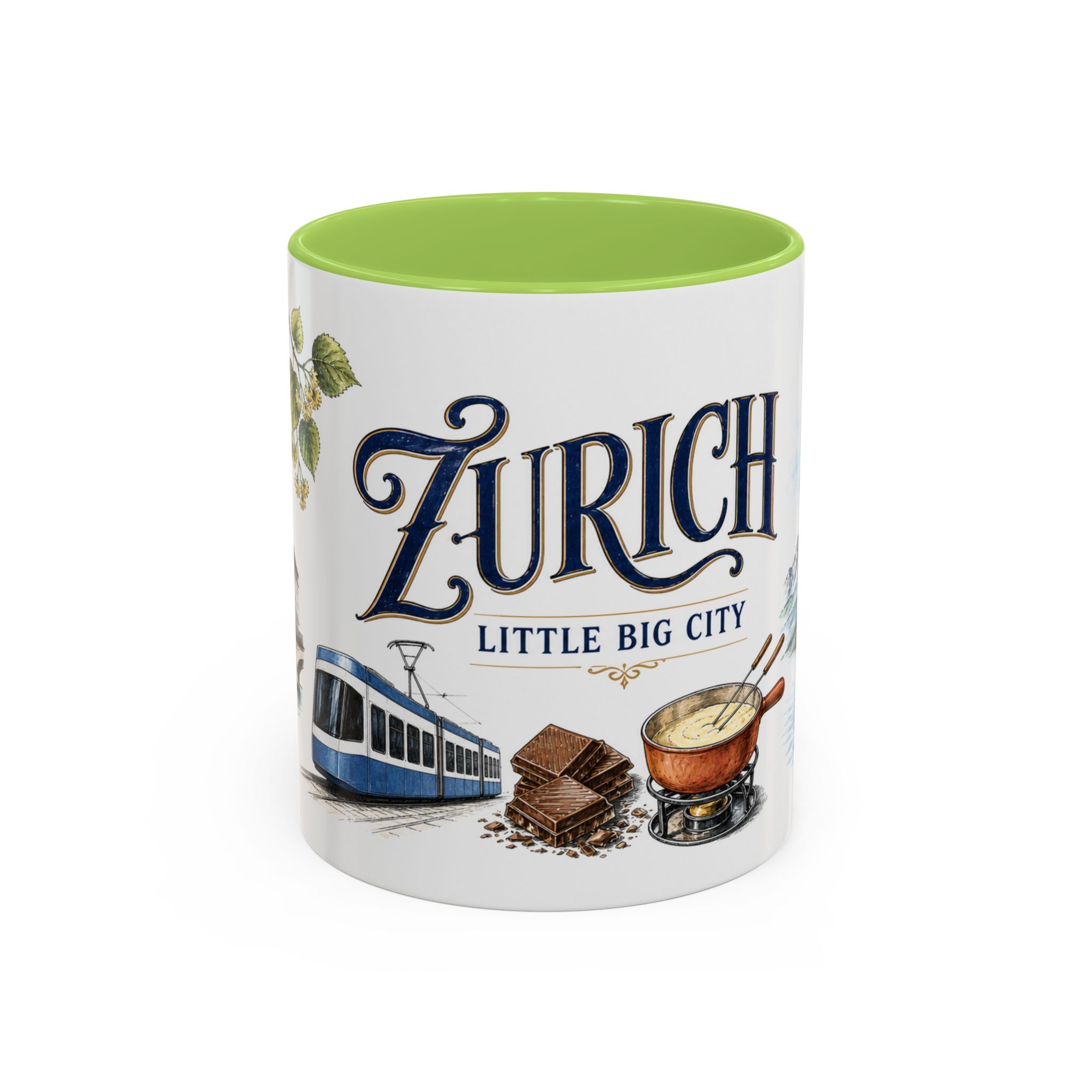 Zurich Coffee Mug | Switzerland Travel Souvenir | Vintage Illustrated City Gift | 11 oz 15 oz Accent Mug