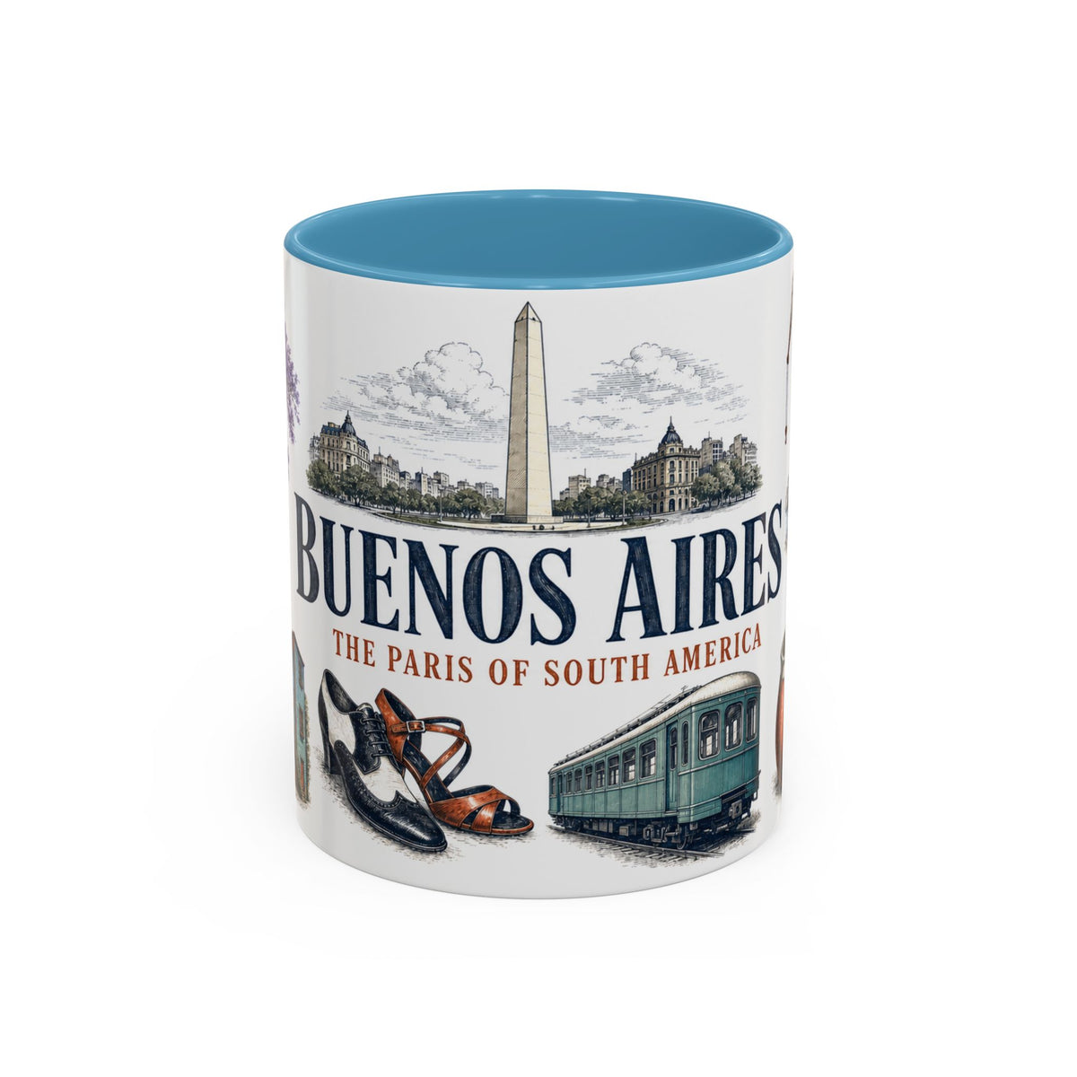 Buenos Aires Coffee Mug | Argentina Travel Souvenir | Vintage Illustrated City Gift | 11 oz 15 oz Accent Mug