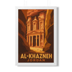 Al-Khazneh Petra Jordan Framed Poster | Vintage Travel Wall Art | Black Walnut White Frame | 16x24 20x30