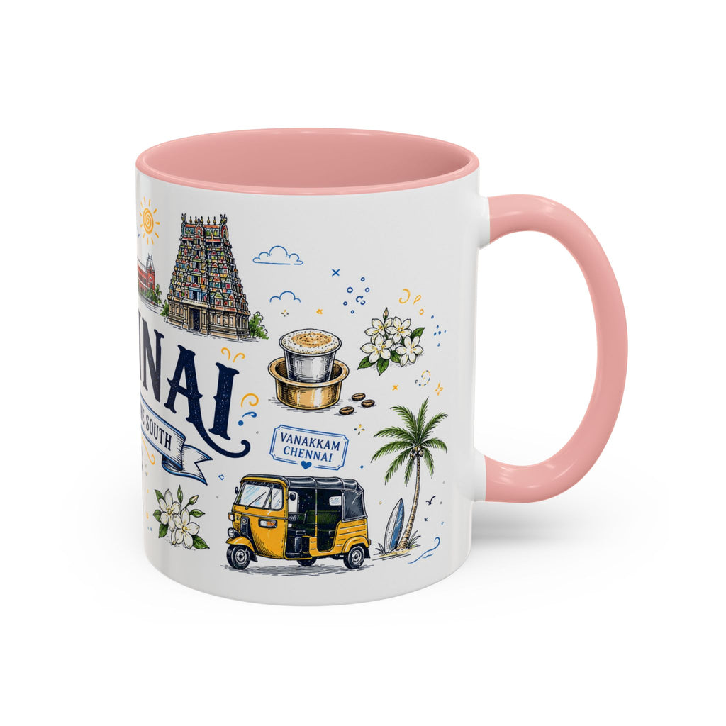 Chennai Coffee Mug | India Souvenir Travel Gift | Accent Color Ceramic 11oz 15oz