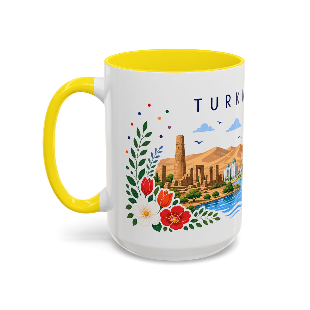 Turkmenistan Coffee Mug | Travel Souvenir Accent Mug | Place Gift Ceramic Cup 11oz 15oz