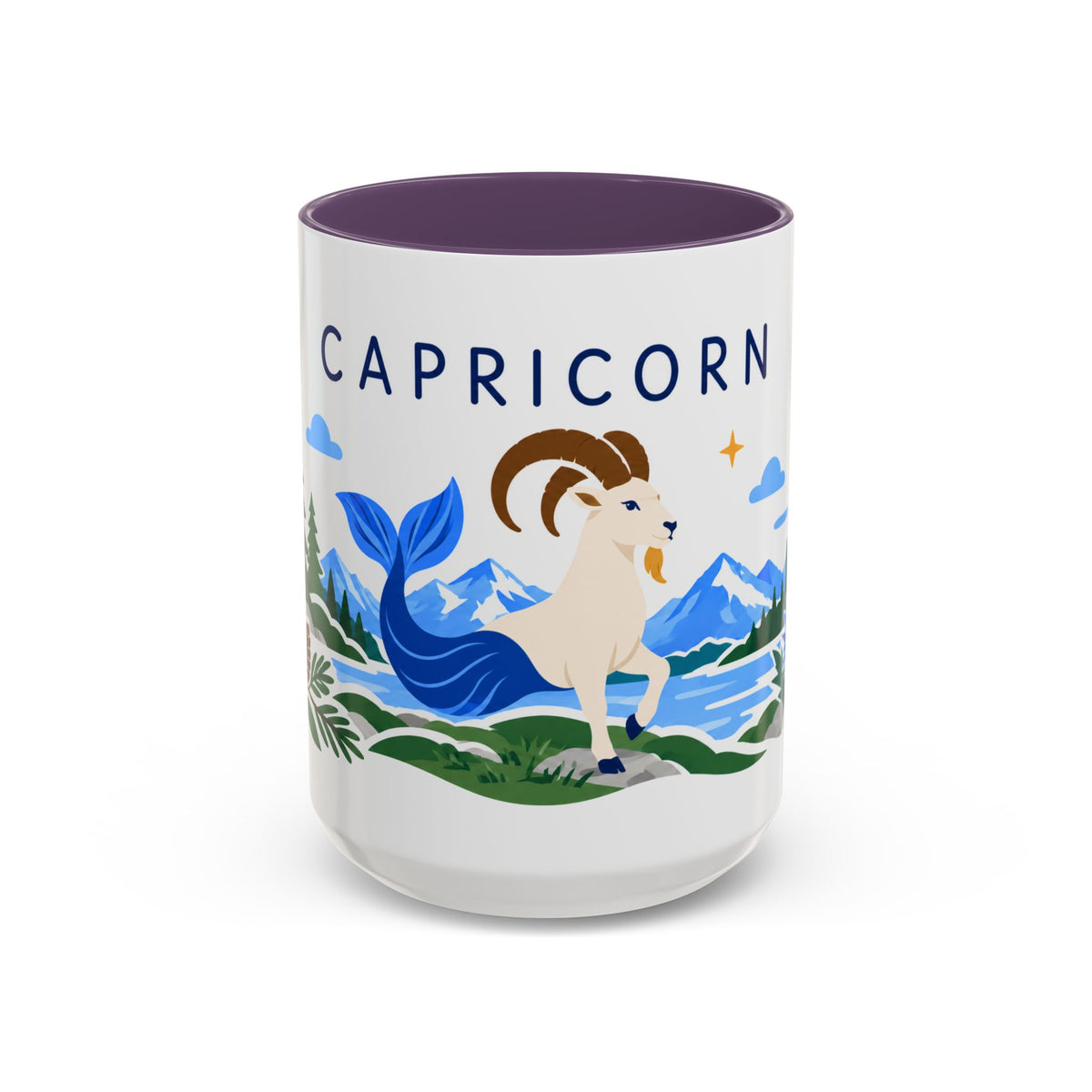 Capricorn Zodiac Coffee Mug | Sea Goat and Floral Design | Astrology Birthday Gift | 11 oz 15 oz Ceramic Accent Mug