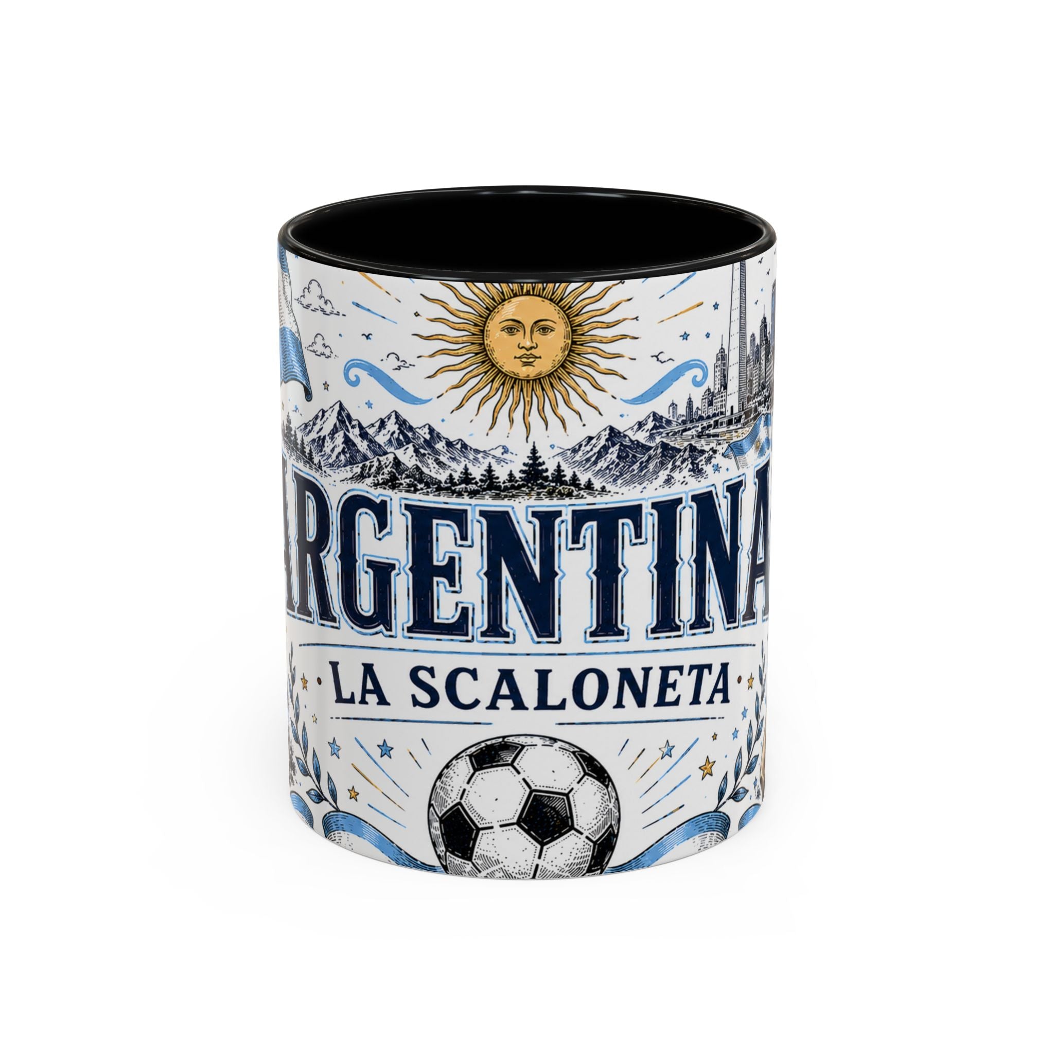 Argentina Soccer Coffee Mug | Soccer Fan Gift | Accent Color Ceramic 11oz 15oz Match Day Cup