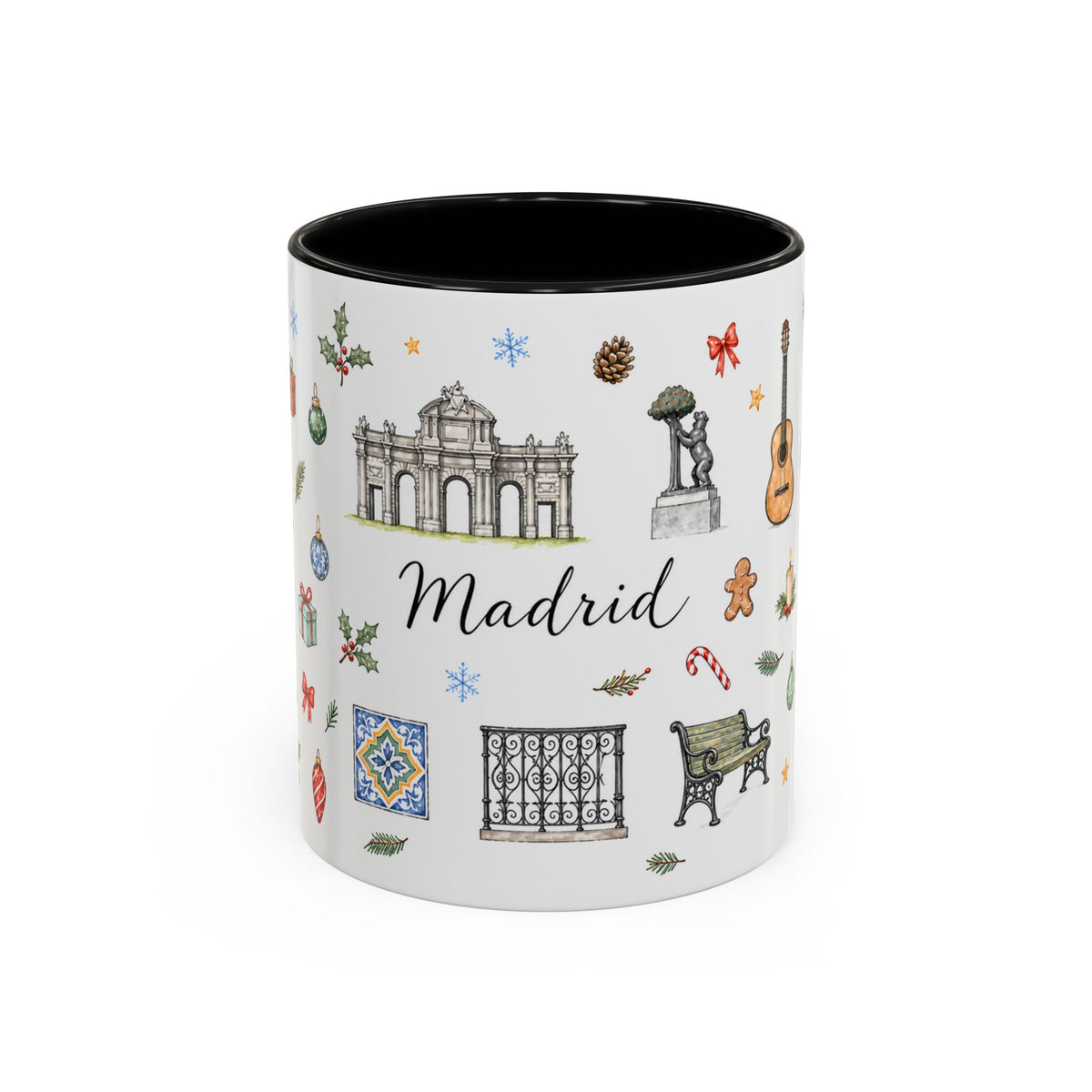 Madrid Christmas Mug | Watercolor City Souvenir, Travel Memories, Ceramic Coffee Cup