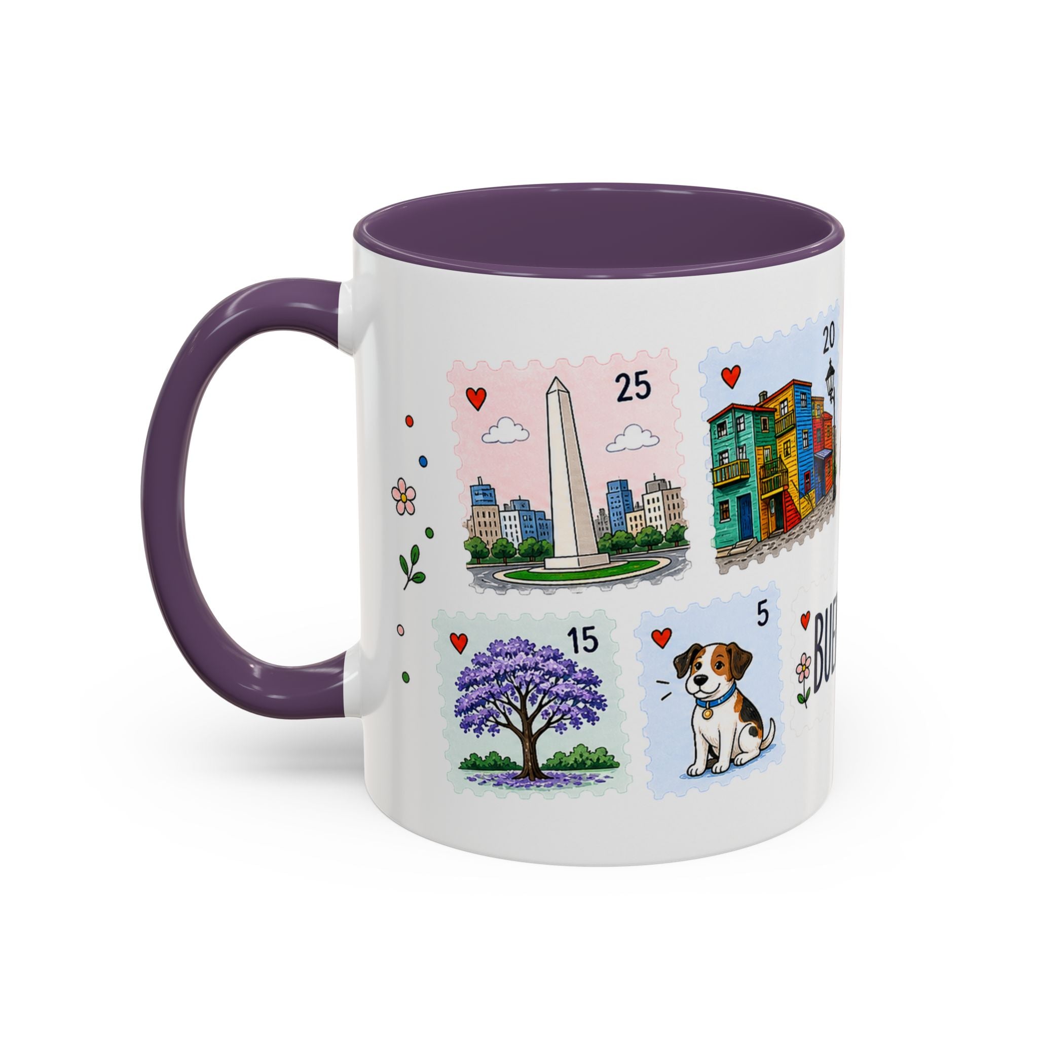 Buenos Aires Coffee Mug | Postage Stamp Collage Mug | Travel Souvenir Accent Cup 11oz 15oz
