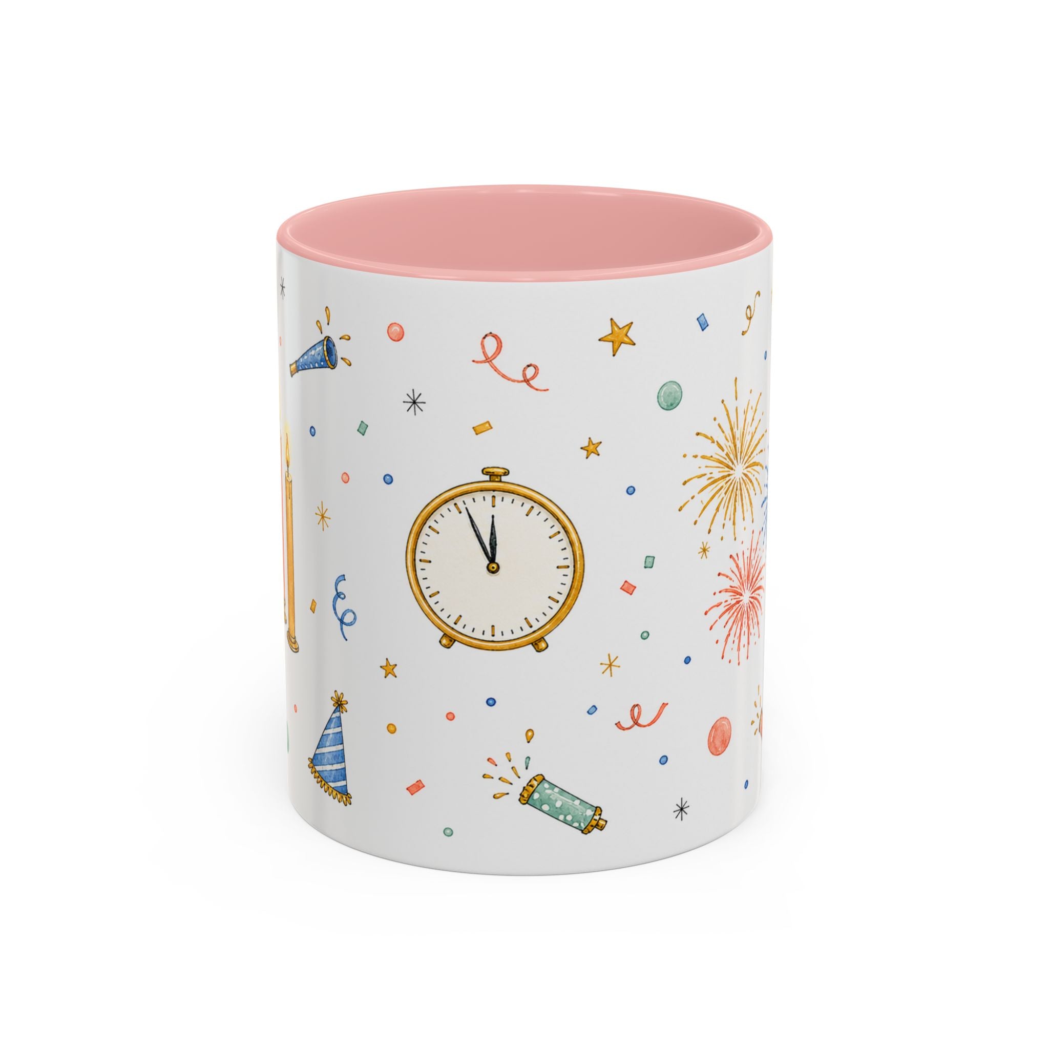 New Year Midnight Mug | Candle Firework Watercolor Party Gift | Accent Cup 11oz 15oz