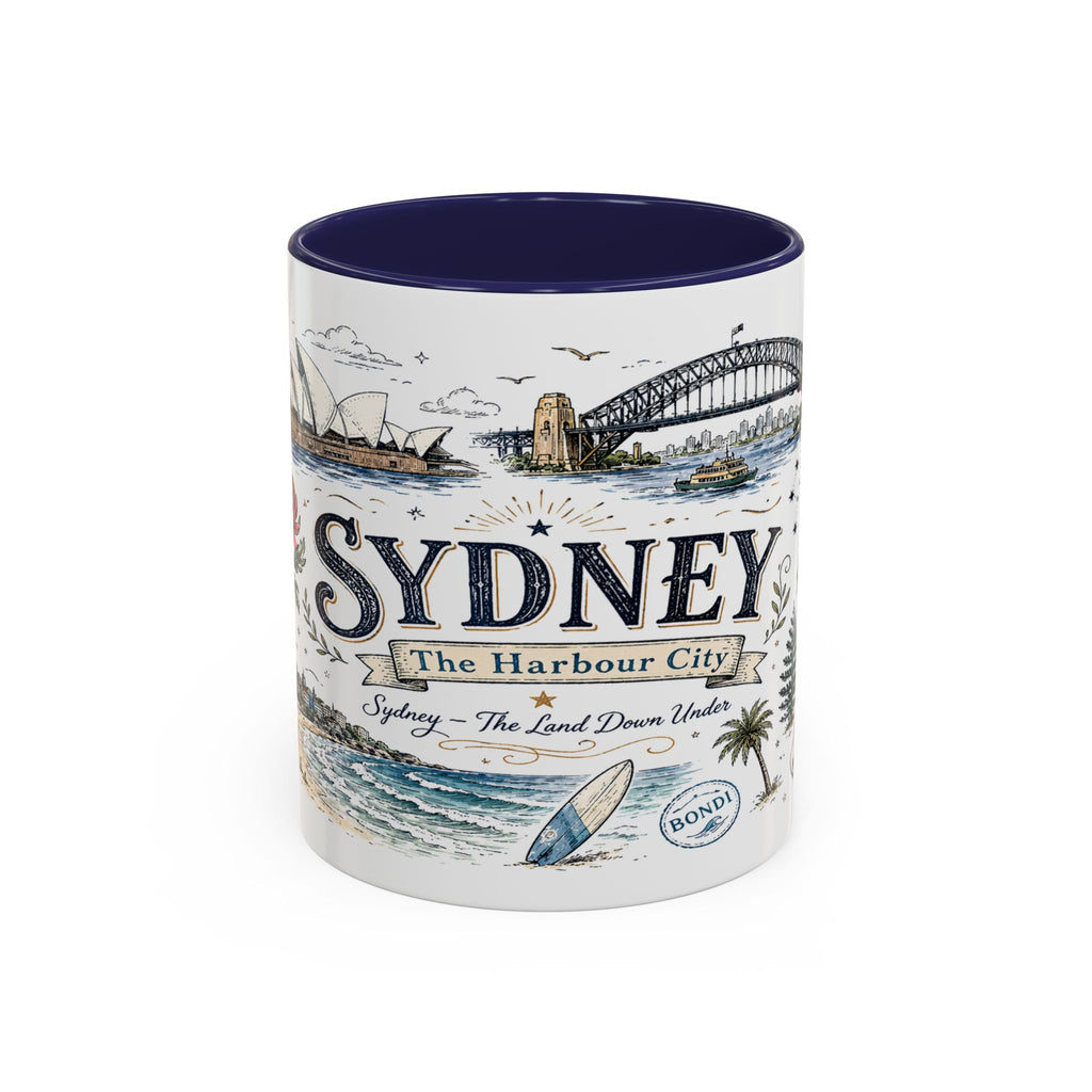 Sydney Coffee Mug | Australia Souvenir Travel Gift | Accent Color Ceramic 11oz 15oz
