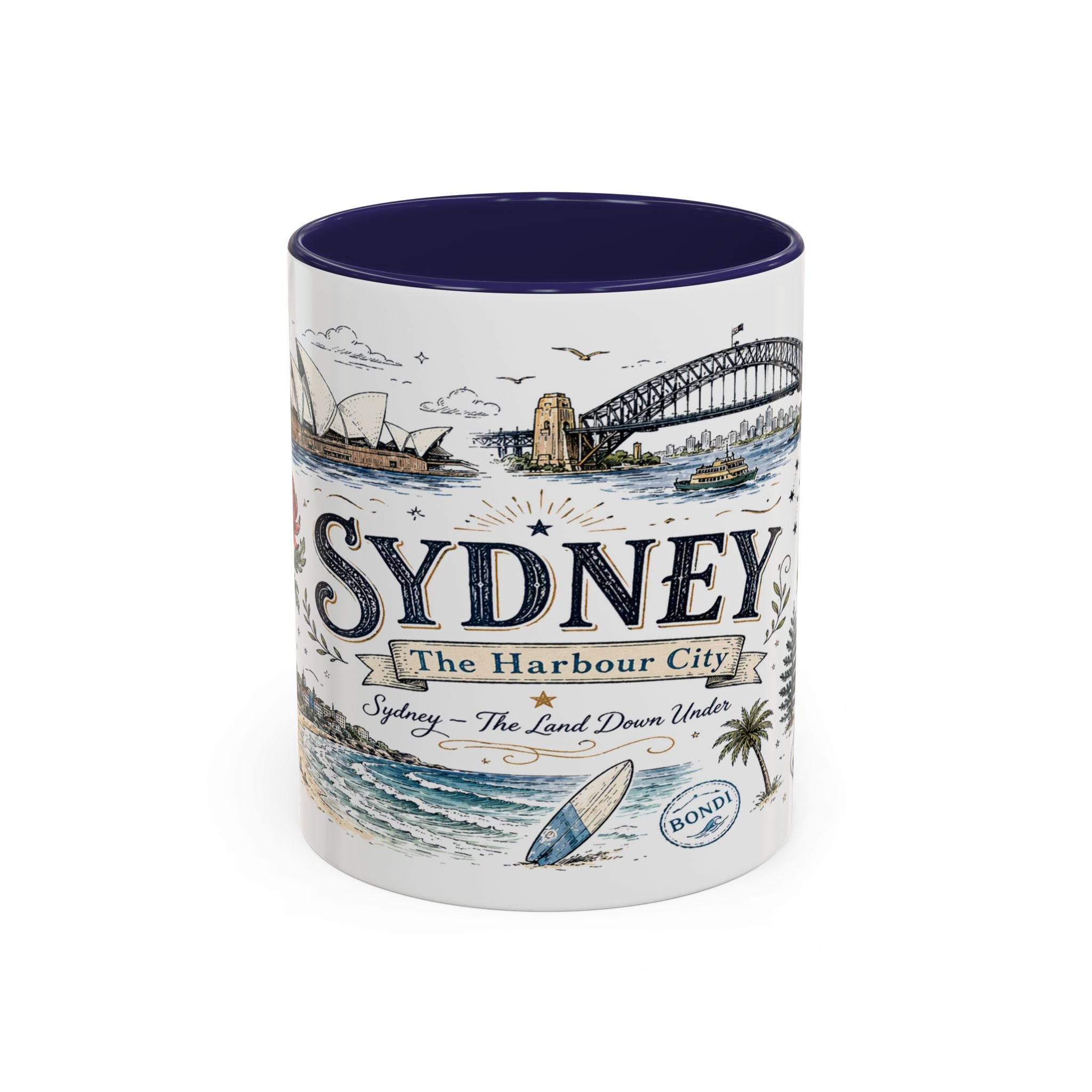 Sydney Coffee Mug | Australia Souvenir Travel Gift | Accent Color Ceramic 11oz 15oz