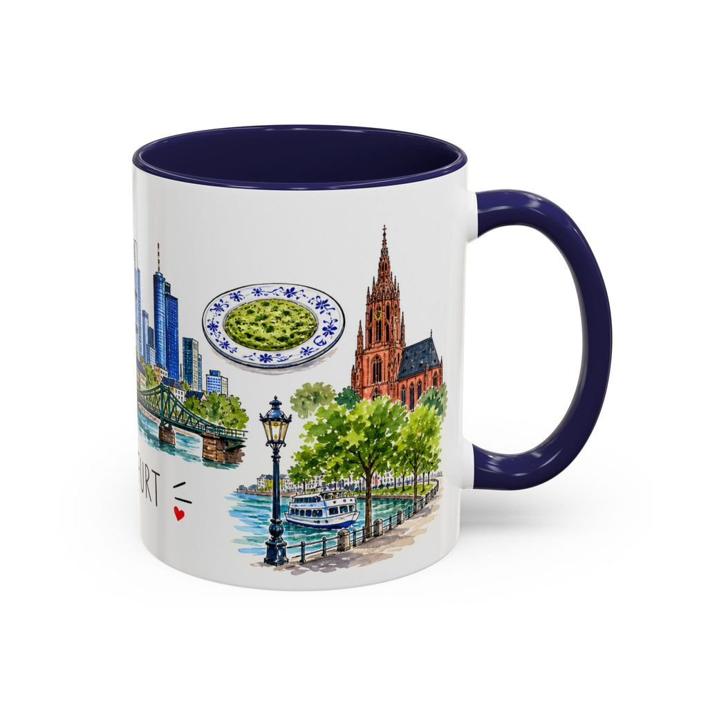 Frankfurt Illustrated Travel Mug | City Souvenir Accent Coffee Mug | 11oz 15oz Ceramic Cup