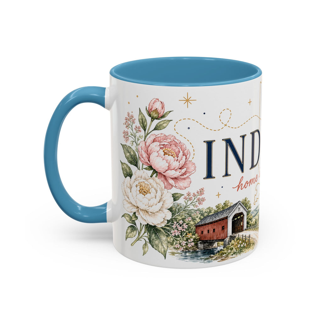 Indiana State Mug | Moving Away, Long Distance Friendship Gift | Botanical Map Accent Cup