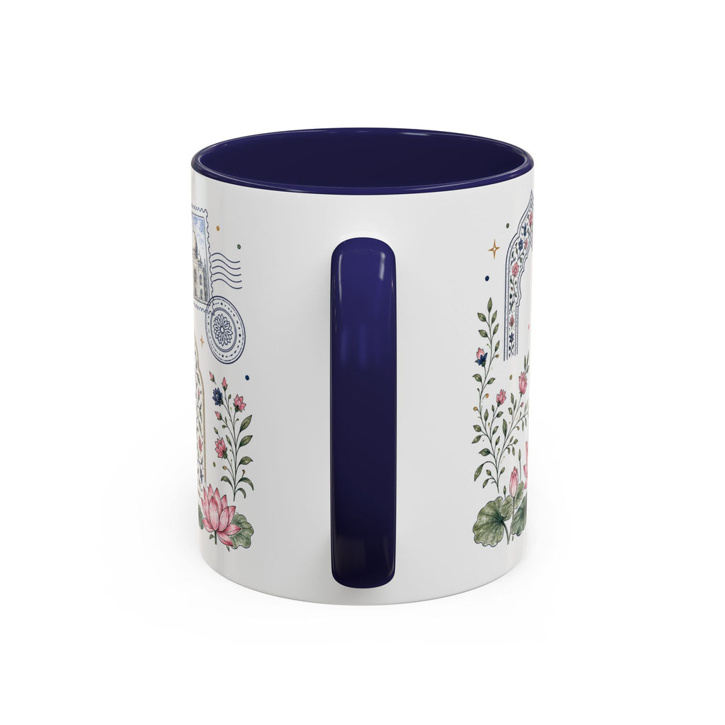 Taj Mahal Coffee Mug | Travel Destination Souvenir Gift | Accent Color Ceramic 11oz 15oz
