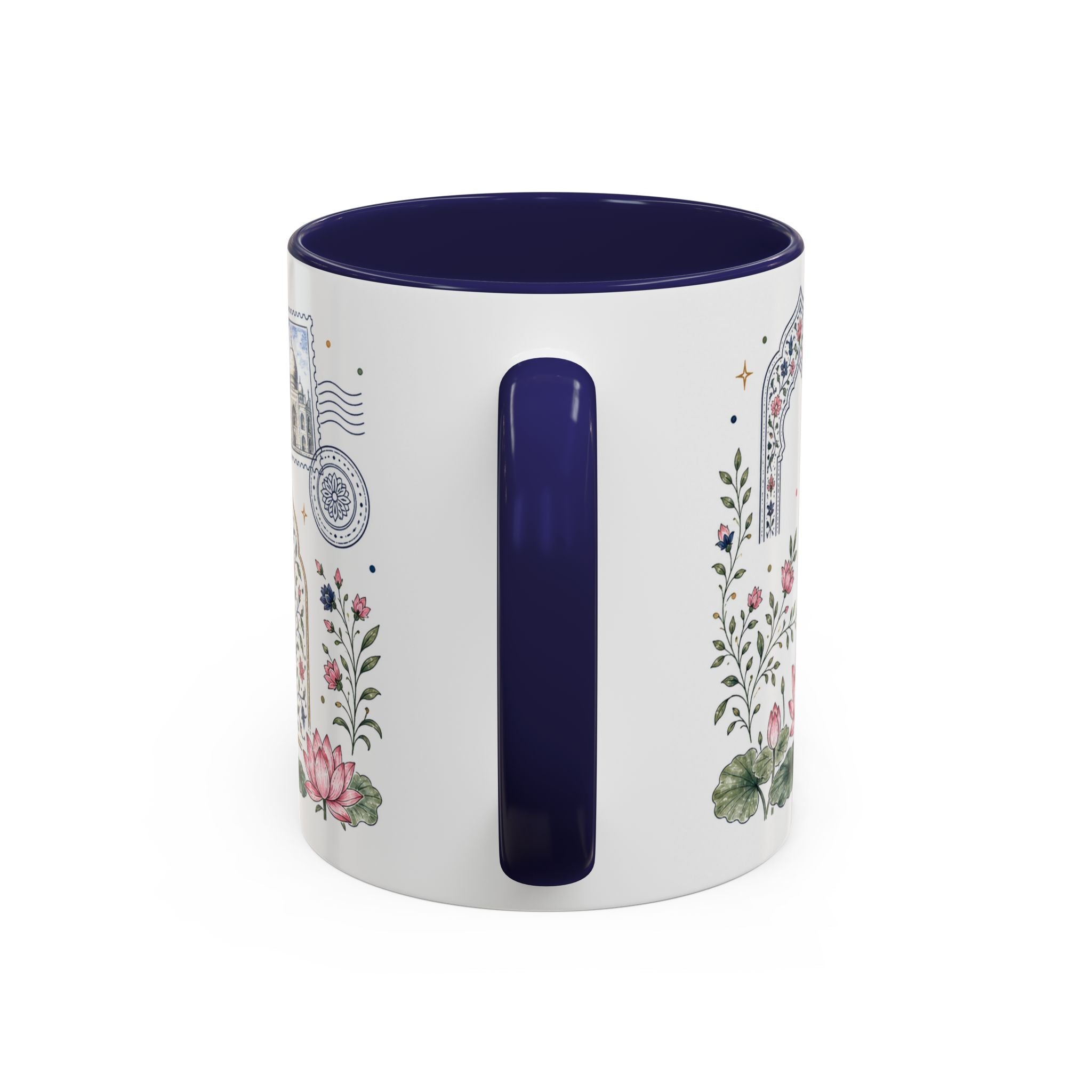 Taj Mahal Coffee Mug | Travel Destination Souvenir Gift | Accent Color Ceramic 11oz 15oz