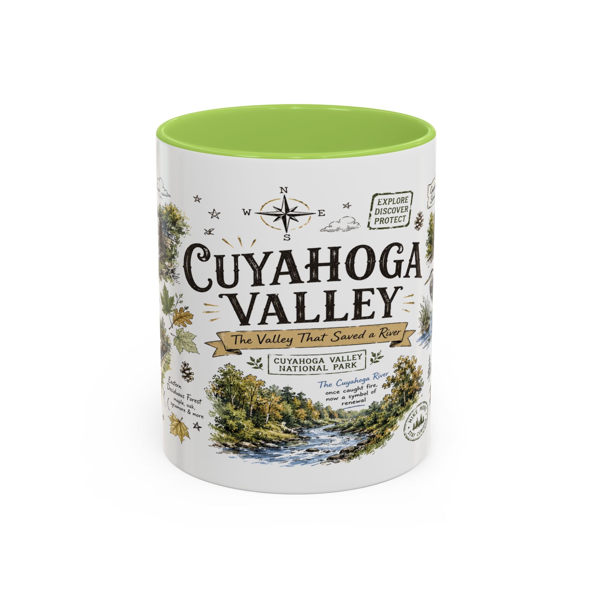Cuyahoga Valley National Park Coffee Mug | Ohio River Valley Waterfall Gift | Accent Color Ceramic 11oz 15oz