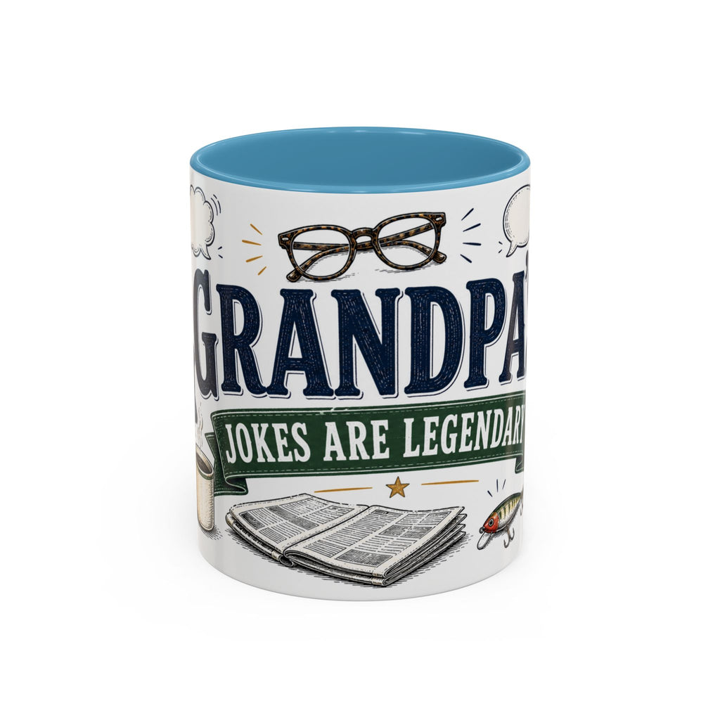 Grandpa's Jokes Are Legendary Coffee Mug | Funny Gift From Grandkids | Accent Ceramic 11oz 15oz