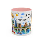 Austin Illustrated Travel Mug | City Souvenir Accent Coffee Mug | 11oz 15oz Ceramic Cup