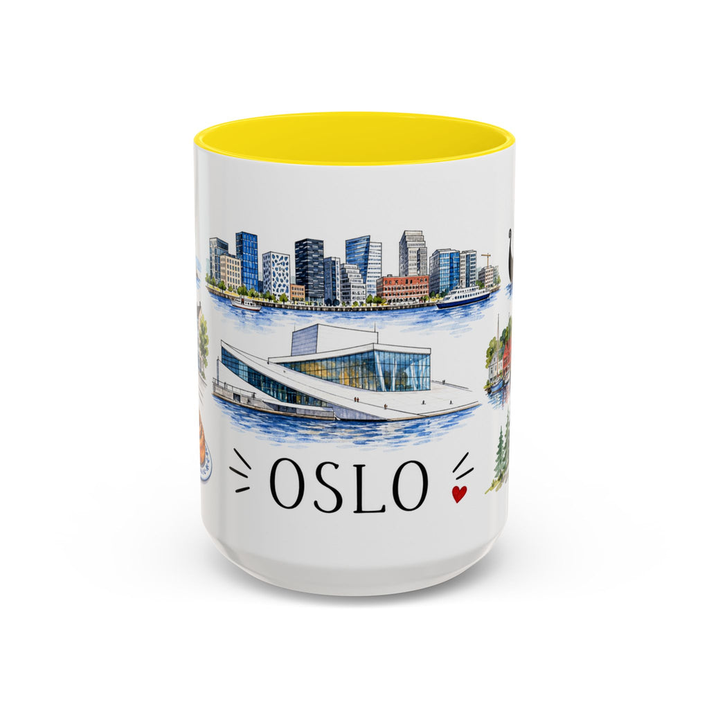Oslo Illustrated Travel Mug | City Souvenir Accent Coffee Mug | 11oz 15oz Ceramic Cup