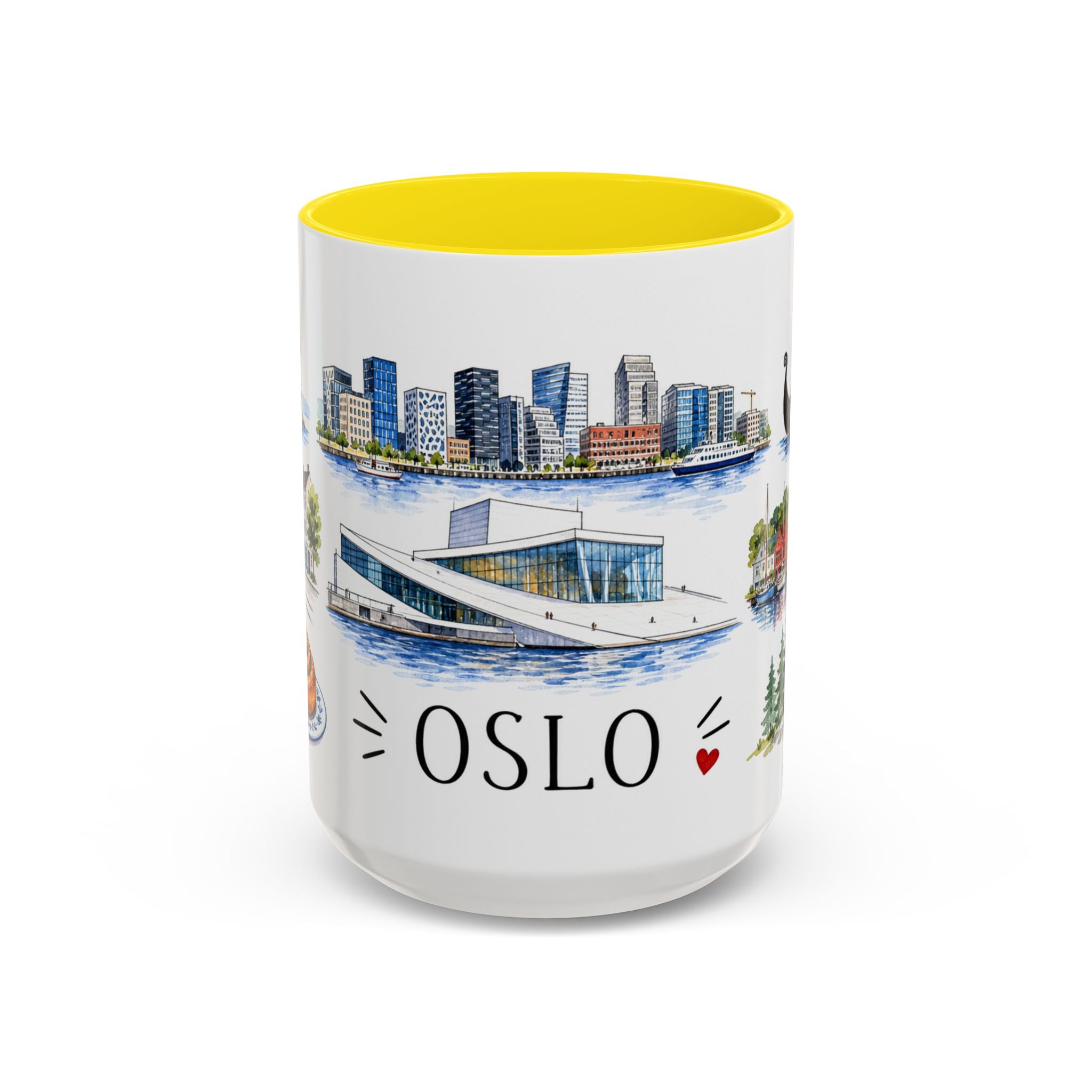Oslo Illustrated Travel Mug | City Souvenir Accent Coffee Mug | 11oz 15oz Ceramic Cup
