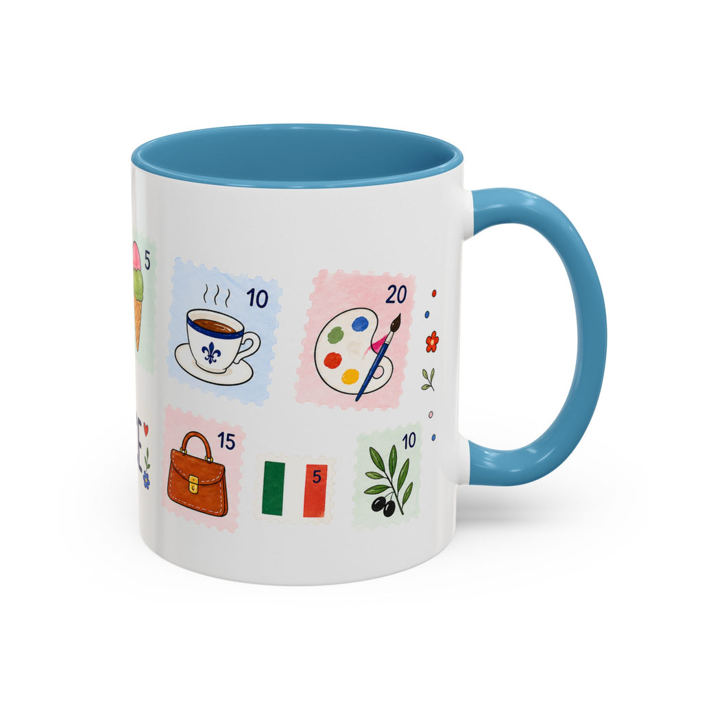 Florence Coffee Mug | Postage Stamp Collage Mug | Travel Souvenir Accent Cup 11oz 15oz
