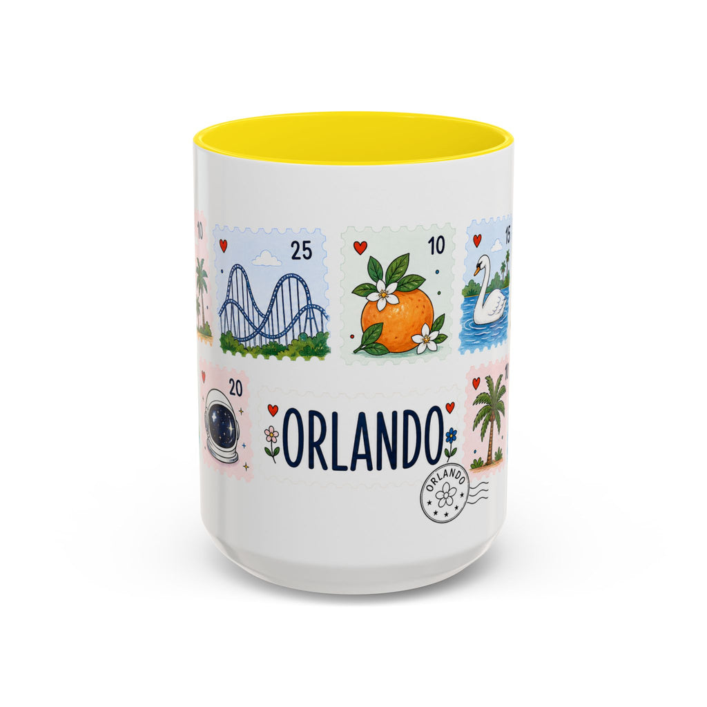 Orlando Coffee Mug | Postage Stamp Collage Mug | Travel Souvenir Accent Cup 11oz 15oz