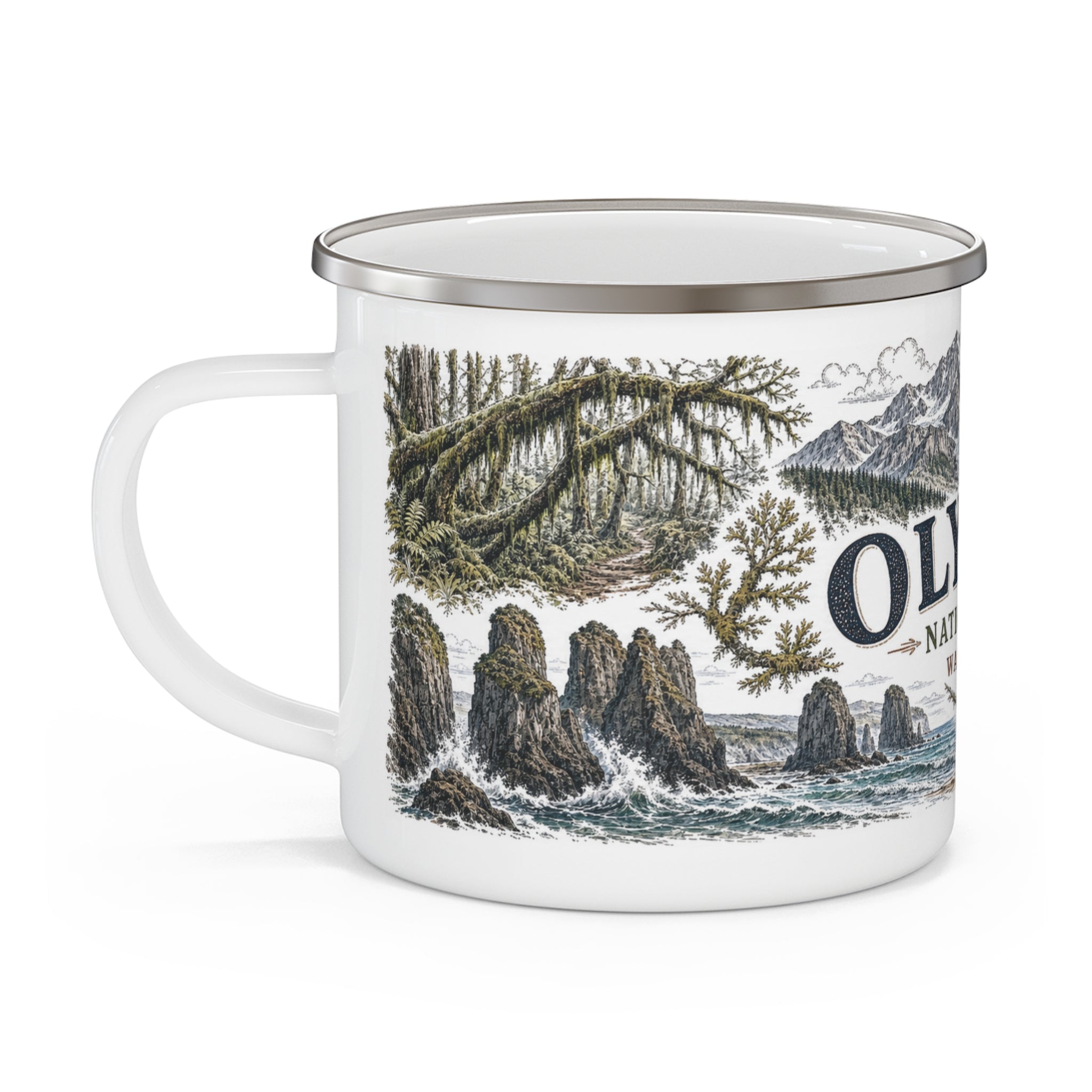 Olympic National Park Vintage Enamel Camping Mug | 12oz National Park Hiking Gift