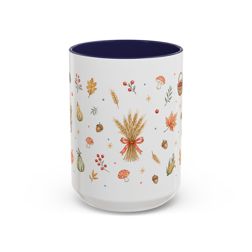 Thanksgiving Mug | Country Harvest Watercolor Gift | Pumpkin Scarecrow Accent Cup 11oz 15oz