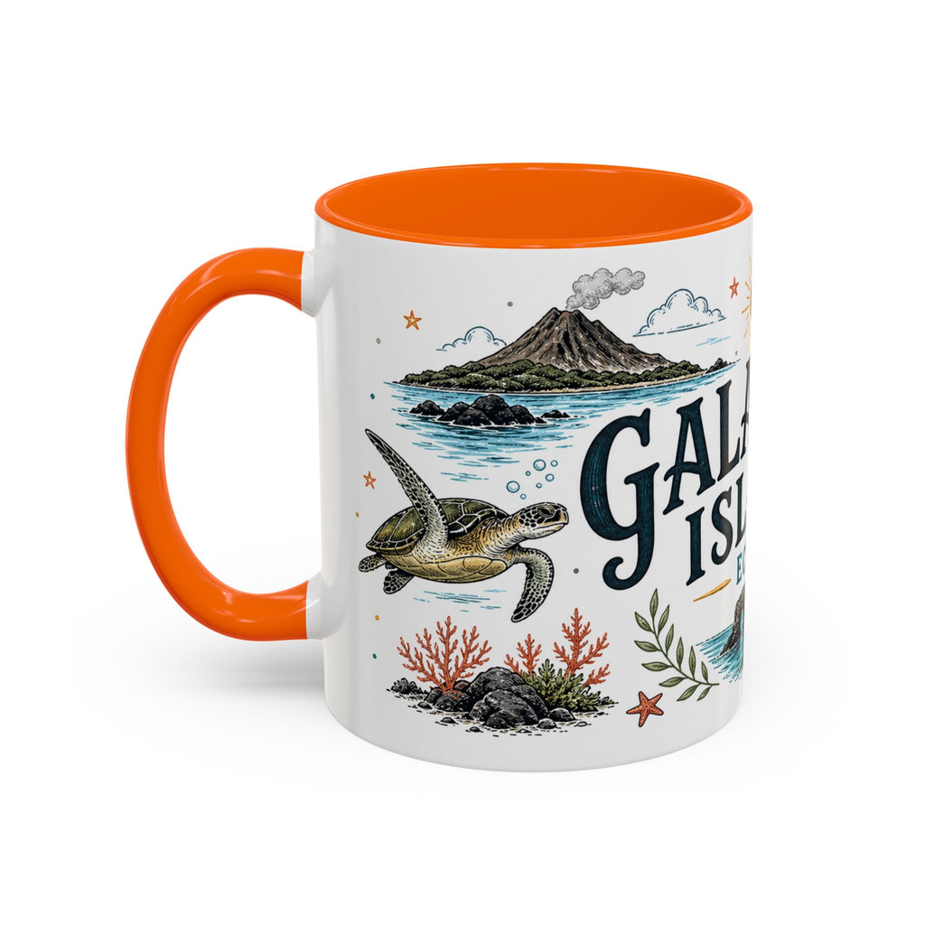 Galapagos Islands Coffee Mug | Travel Destination Souvenir Gift | Accent Color Ceramic 11oz 15oz
