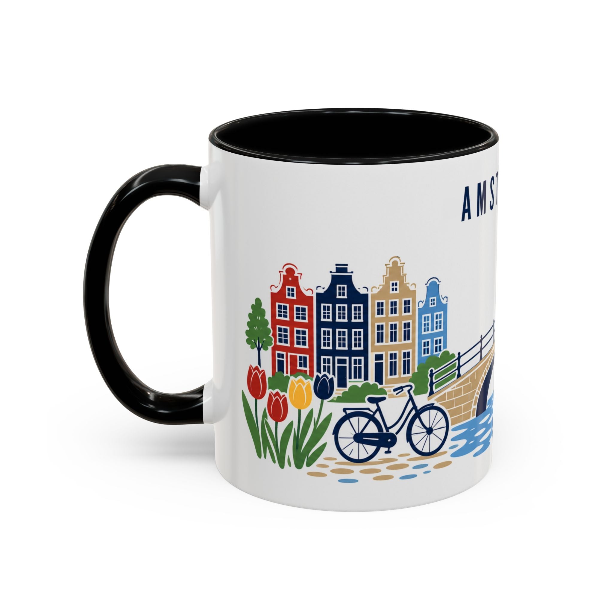 Amsterdam Coffee Mug | Netherlands Travel Souvenir | Porcelain Decal City Gift | 11oz 15oz Accent Mug