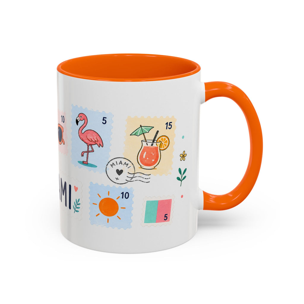 Miami Coffee Mug | Postage Stamp Collage Mug | Travel Souvenir Accent Cup 11oz 15oz