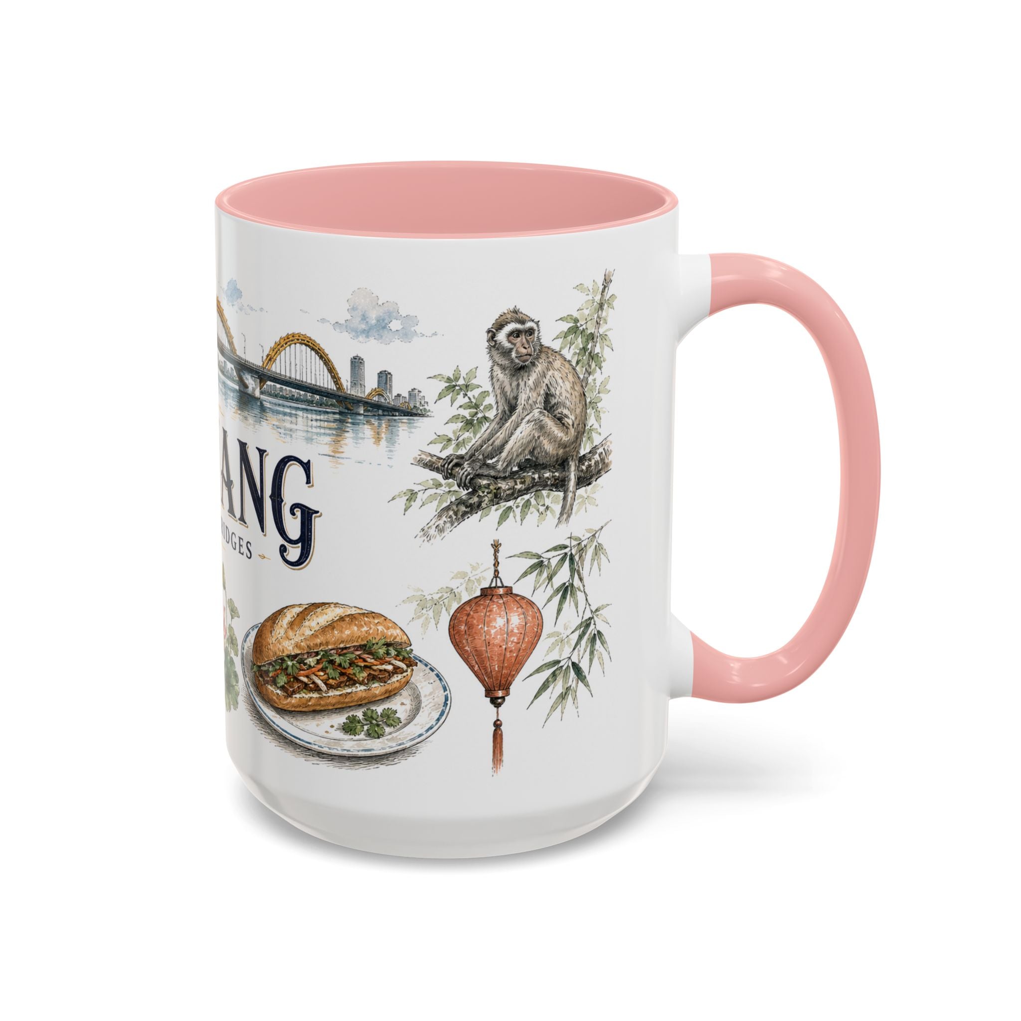 Da Nang Coffee Mug | Vietnam Travel Souvenir | Vintage Illustrated City Gift | 11 oz 15 oz Accent Mug