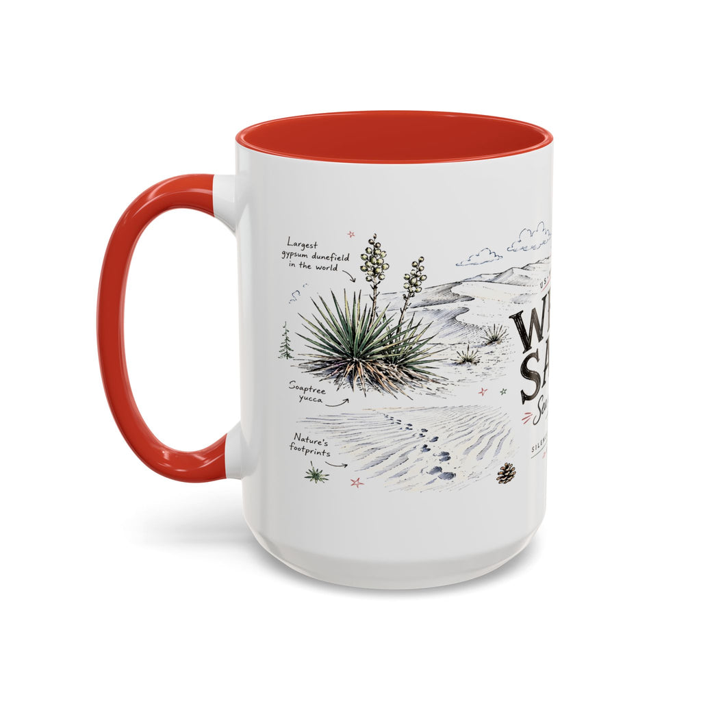 White Sands National Park Coffee Mug | New Mexico Desert Sand Dunes Gift | Accent Color Ceramic 11oz 15oz