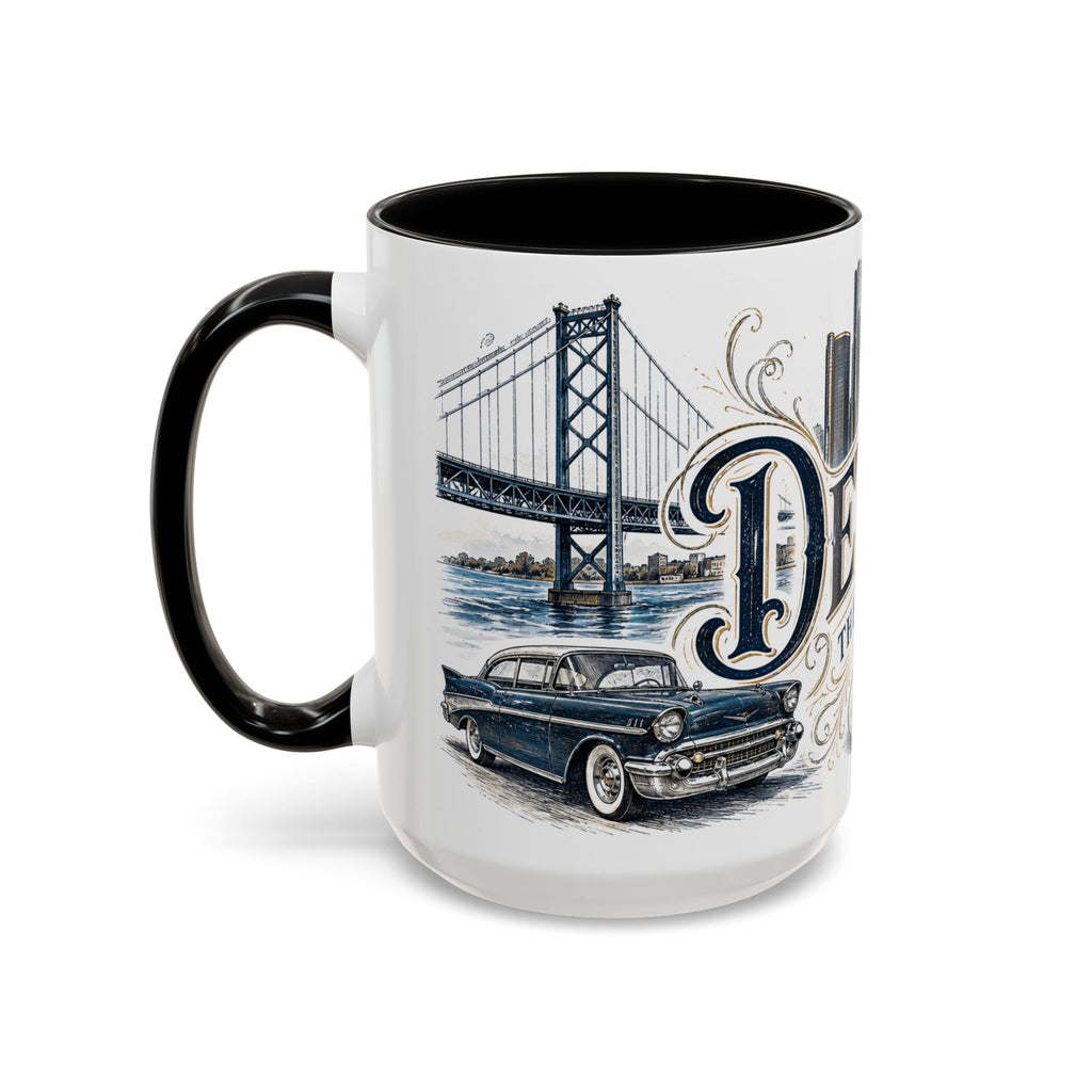 Detroit Coffee Mug | United States Travel Souvenir | Vintage Illustrated City Gift | 11 oz 15 oz Accent Mug