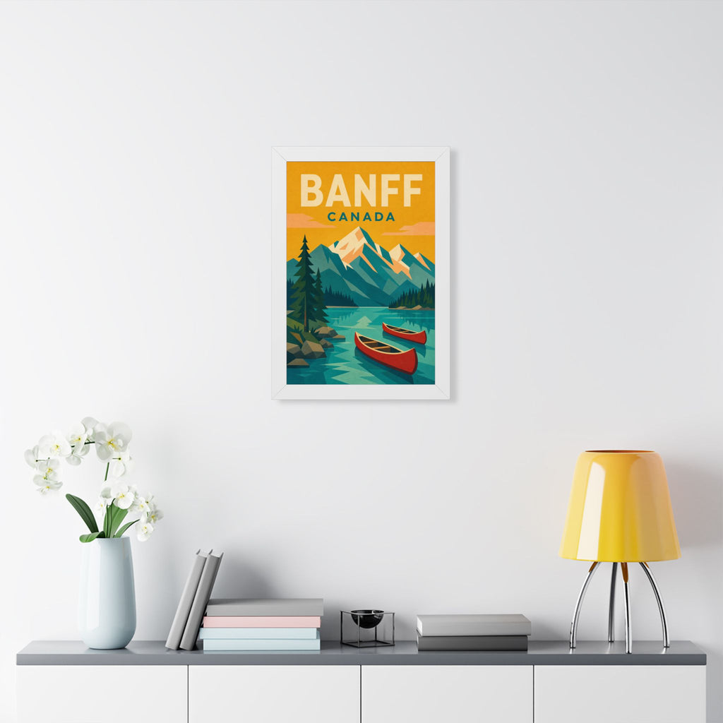 Banff Canada Framed Poster | Vintage Travel Wall Art | Black Walnut White Frame | 16x24 20x30