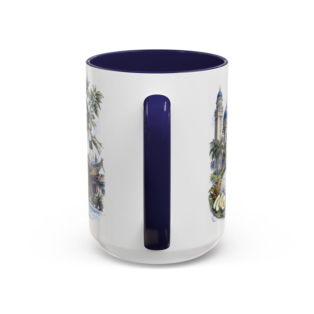 Johor Bahru Coffee Mug | Malaysia Travel Souvenir | Vintage Illustrated City Gift | 11 oz 15 oz Accent Mug