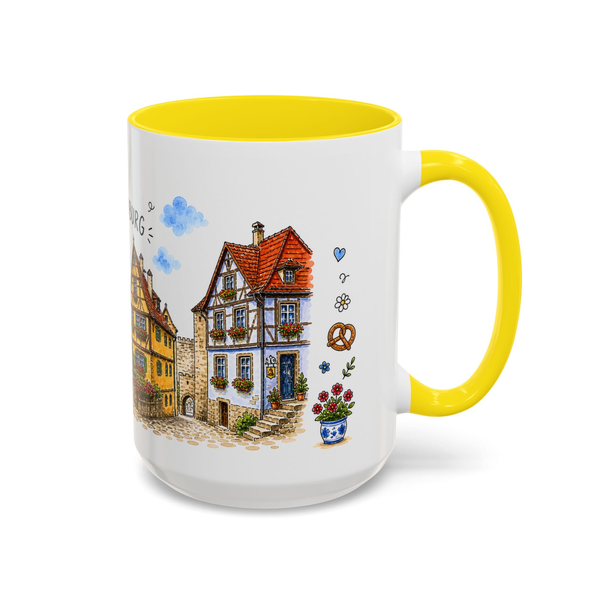 Rothenburg Illustrated Travel Mug | Germany Souvenir Accent Coffee Mug | 11oz 15oz Ceramic Cup
