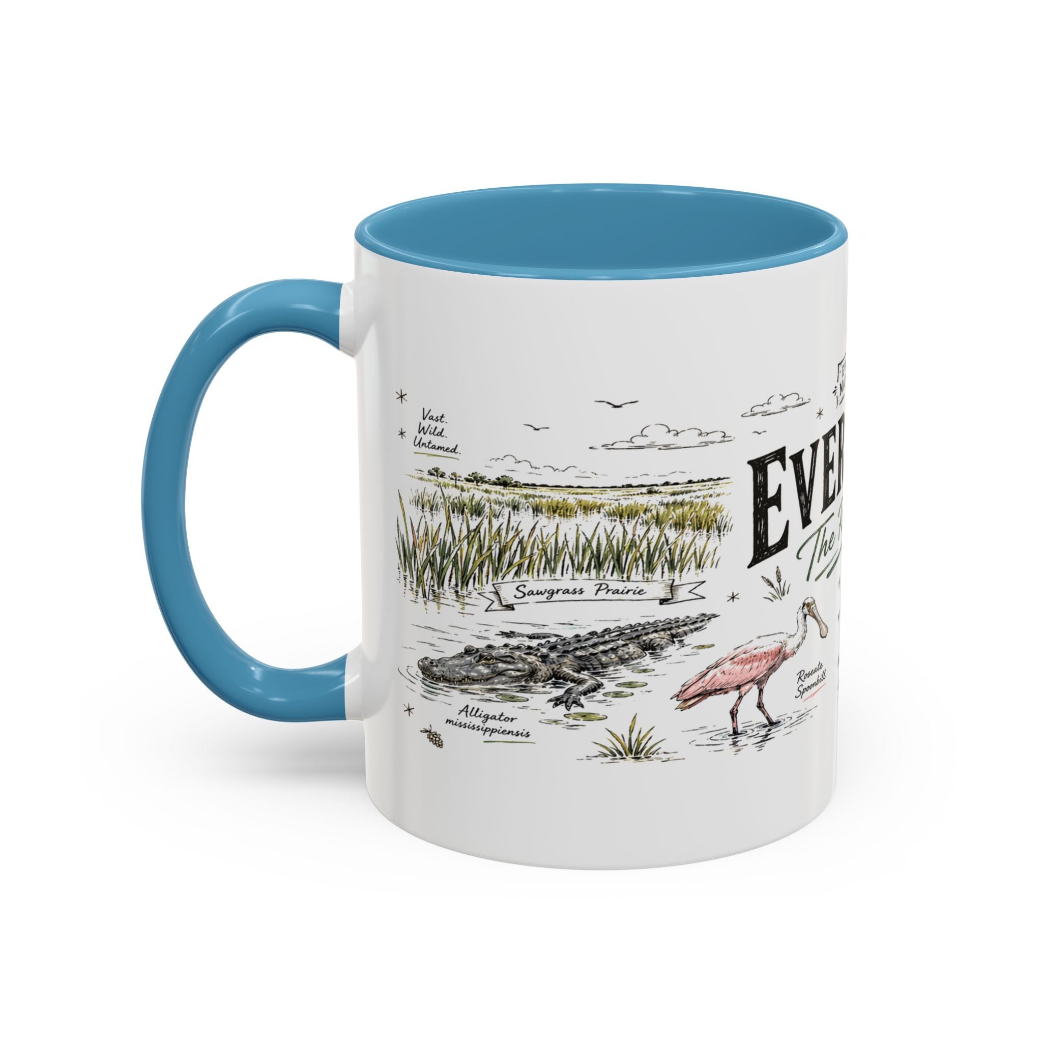 Everglades National Park Coffee Mug | Florida Wetlands Wildlife Kayak Gift | Accent Color Ceramic 11oz 15oz