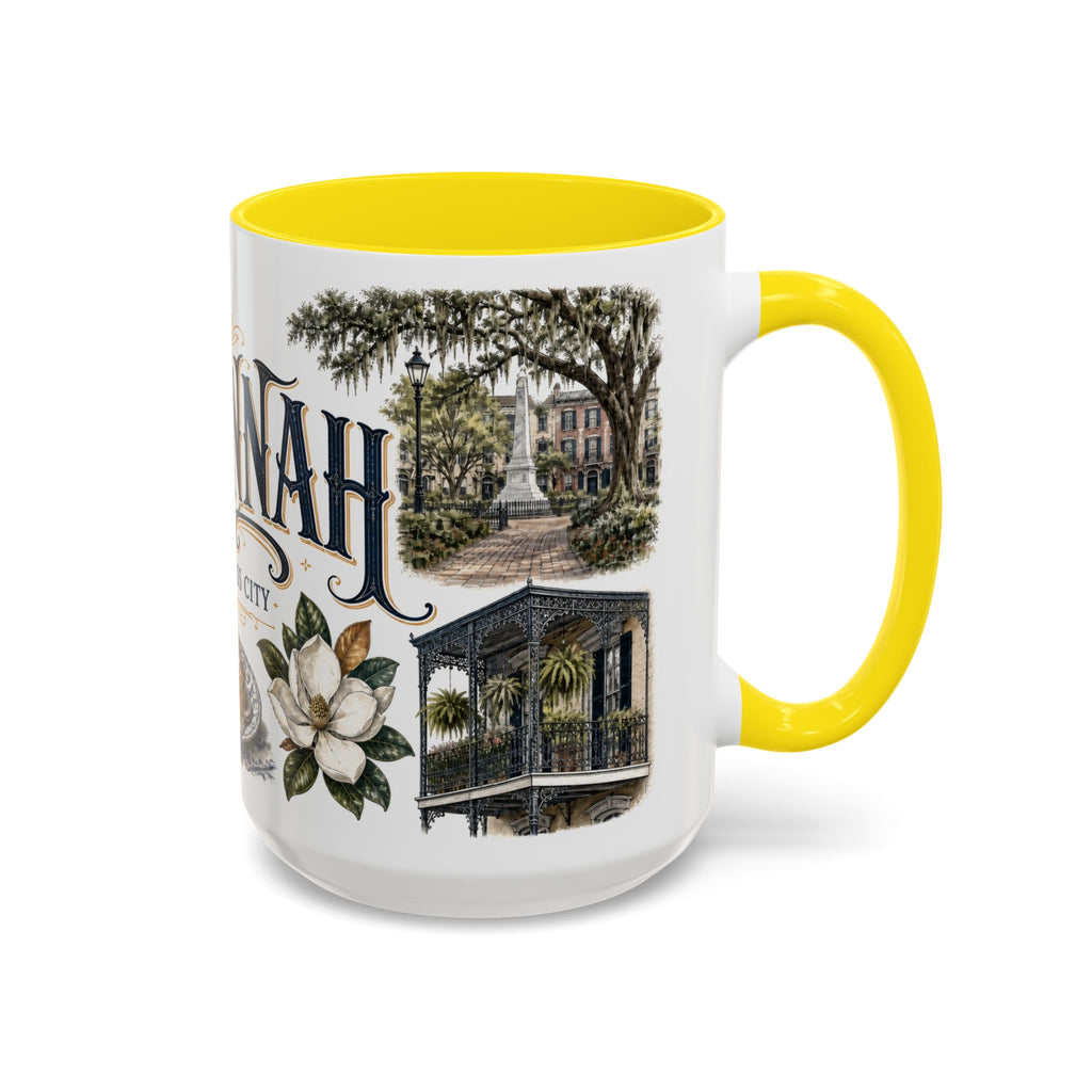 Savannah Coffee Mug | United States Travel Souvenir | Vintage Illustrated City Gift | 11 oz 15 oz Accent Mug