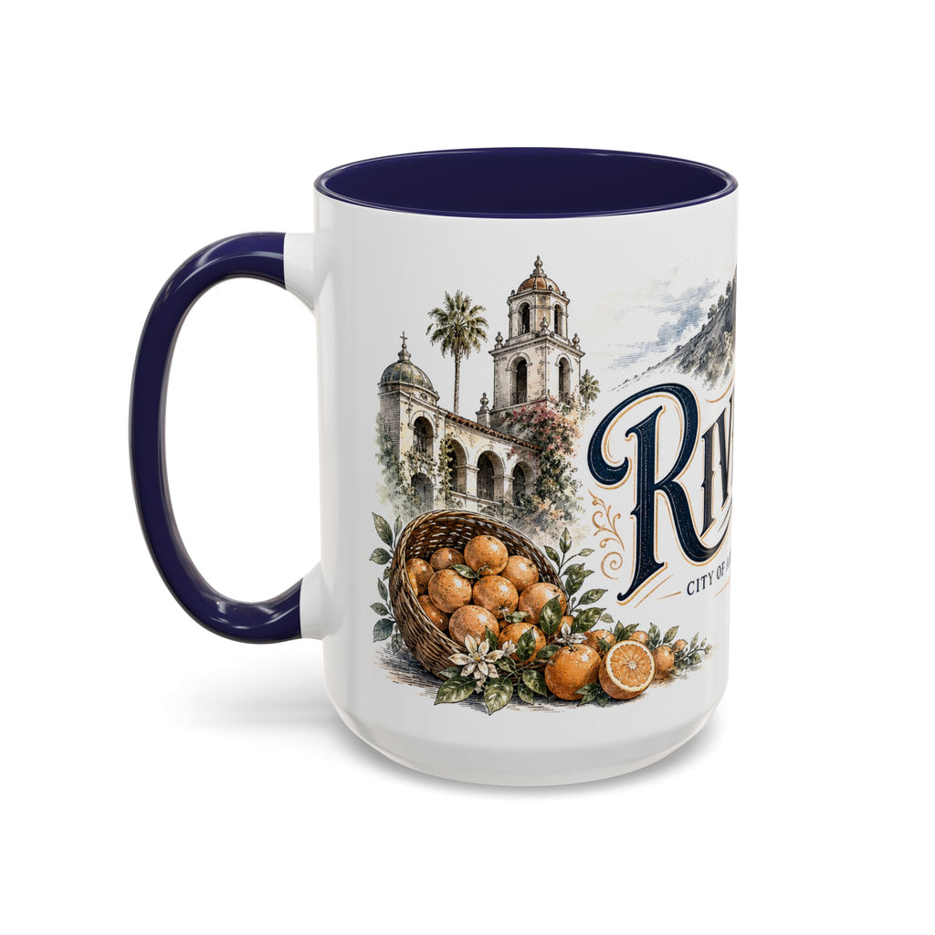 Riverside Coffee Mug | United States Travel Souvenir | Vintage Illustrated City Gift | 11 oz 15 oz Accent Mug